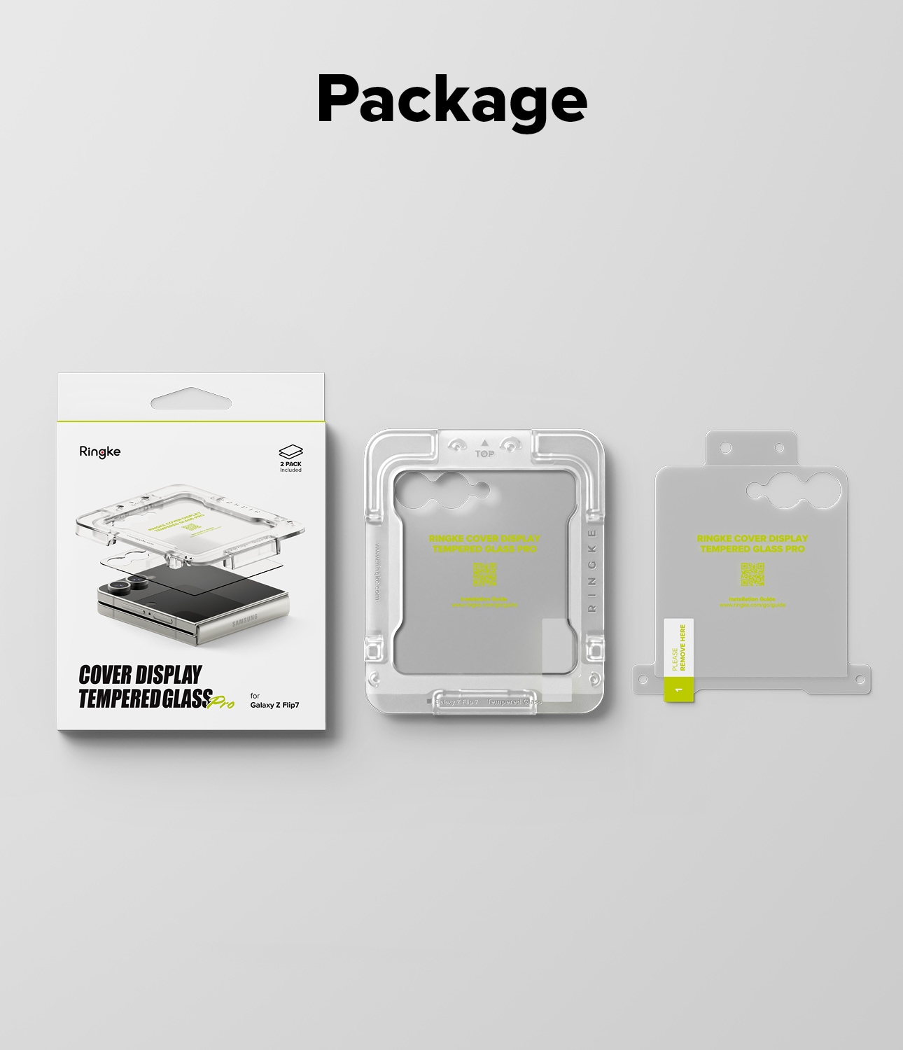 Samsung Galaxy Z Flip 7 Ytterskärmskydd i glas med installationsram (2-pack)