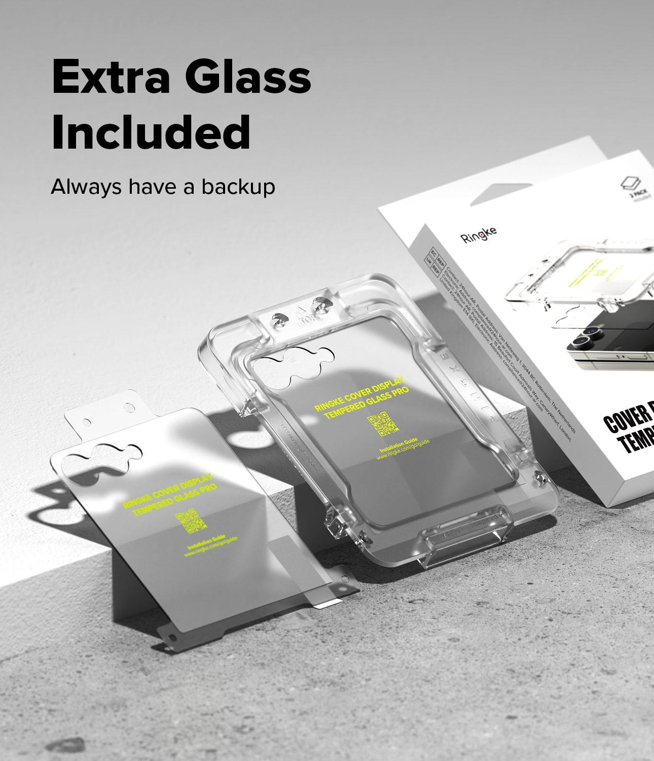 Samsung Galaxy Z Flip 7 Ytterskärmskydd i glas med installationsram (2-pack)