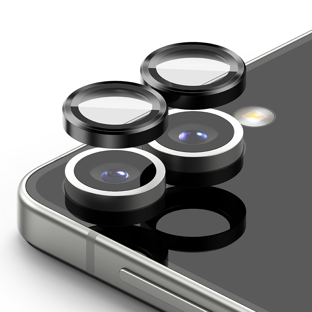 Samsung Galaxy Z Flip 7 2-pack Linsskydd med aluminiumram, Svart