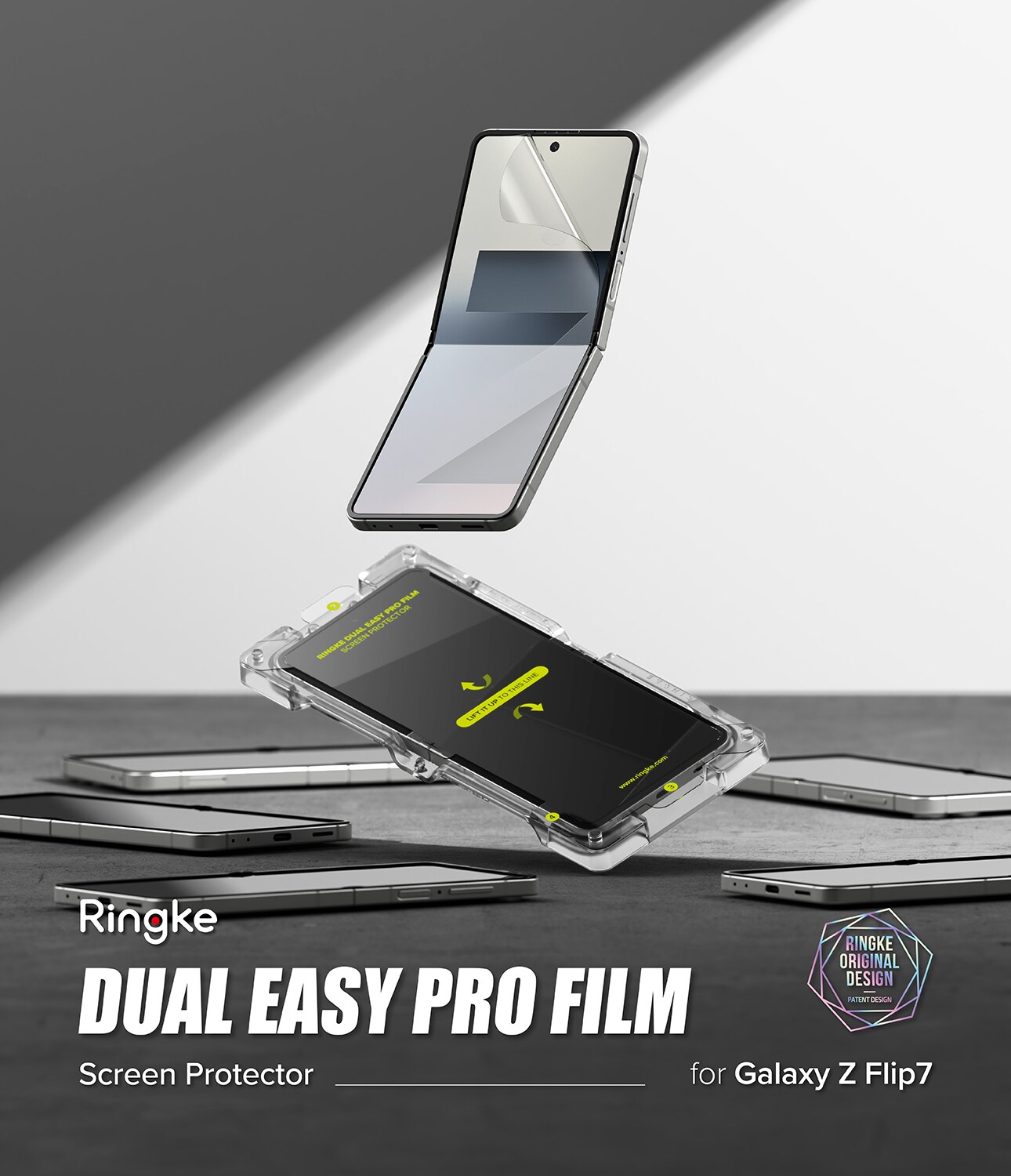 Samsung Galaxy Z Flip 7 Skärmskydd skyddsfilm med installationsram - Dual Easy (2-pack)