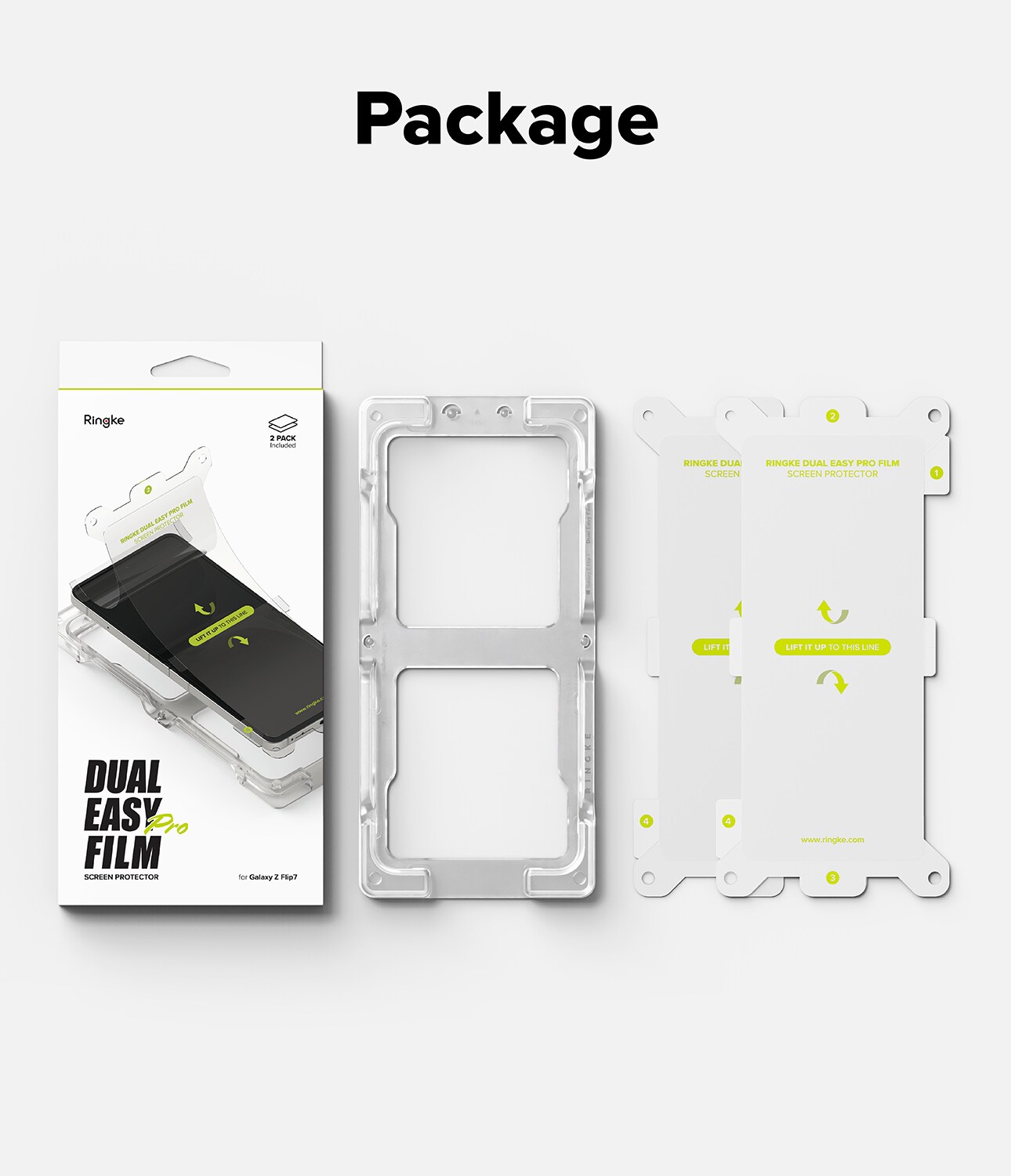 Samsung Galaxy Z Flip 7 Skärmskydd skyddsfilm med installationsram - Dual Easy (2-pack)