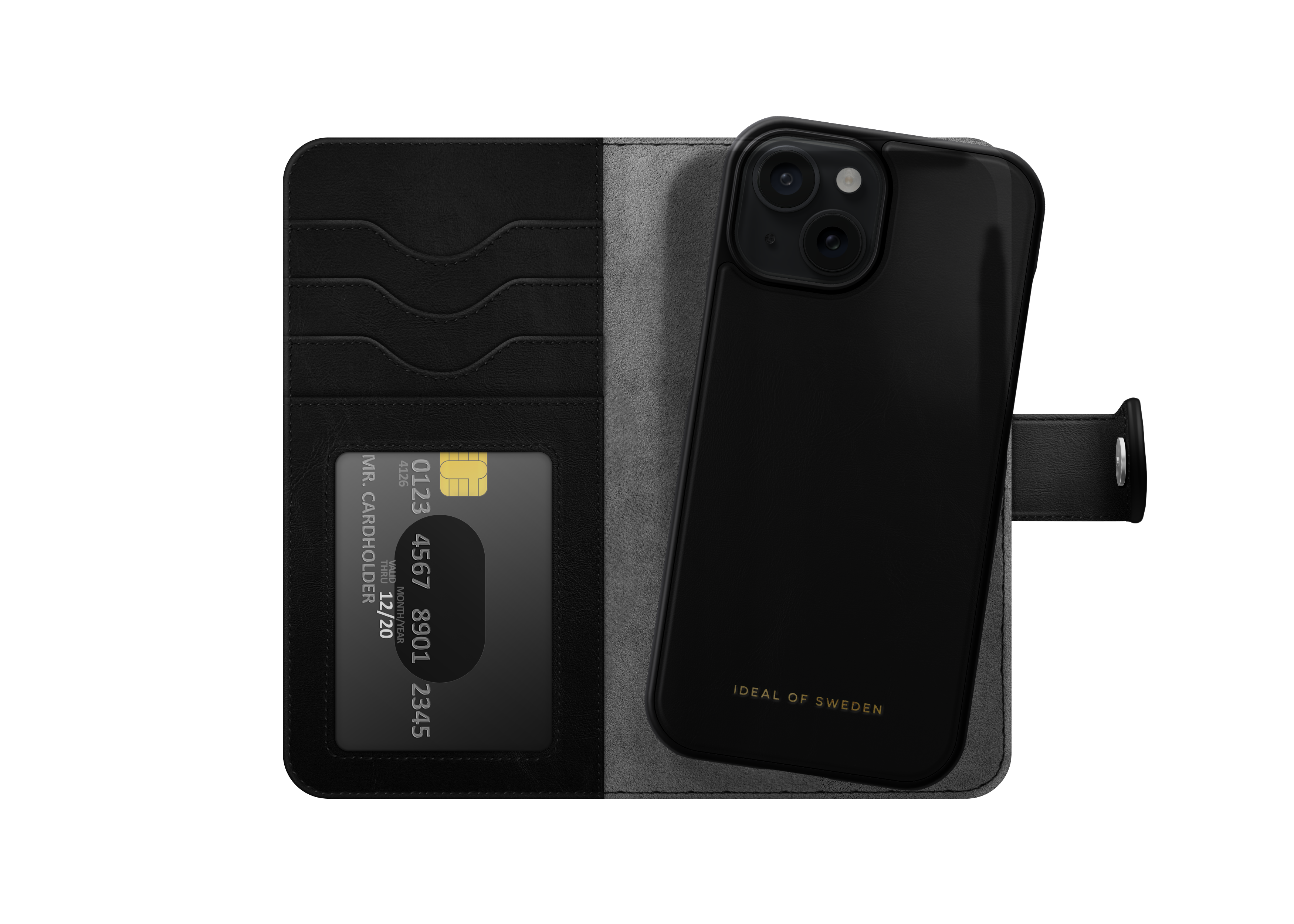 iPhone 15 Plånboksfodral Magnet Wallet+, svart