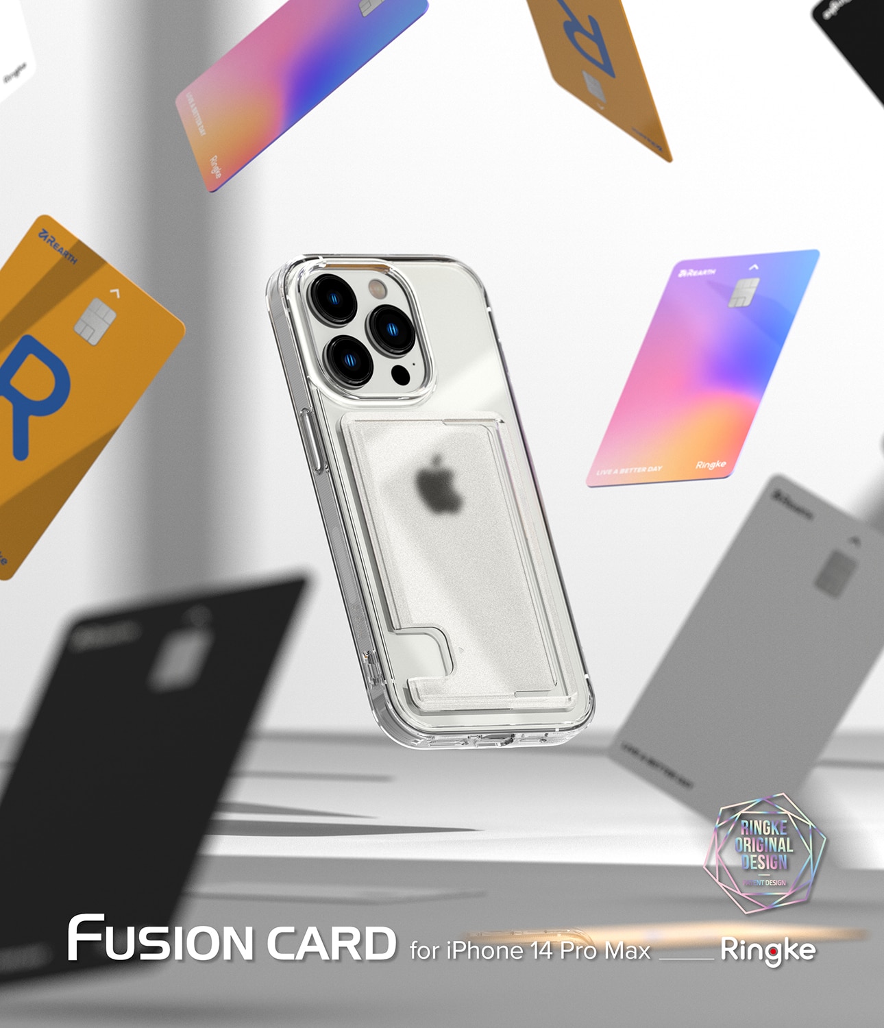 iPhone 14 Pro Max Fusion Skal med kortfack, genomskinlig
