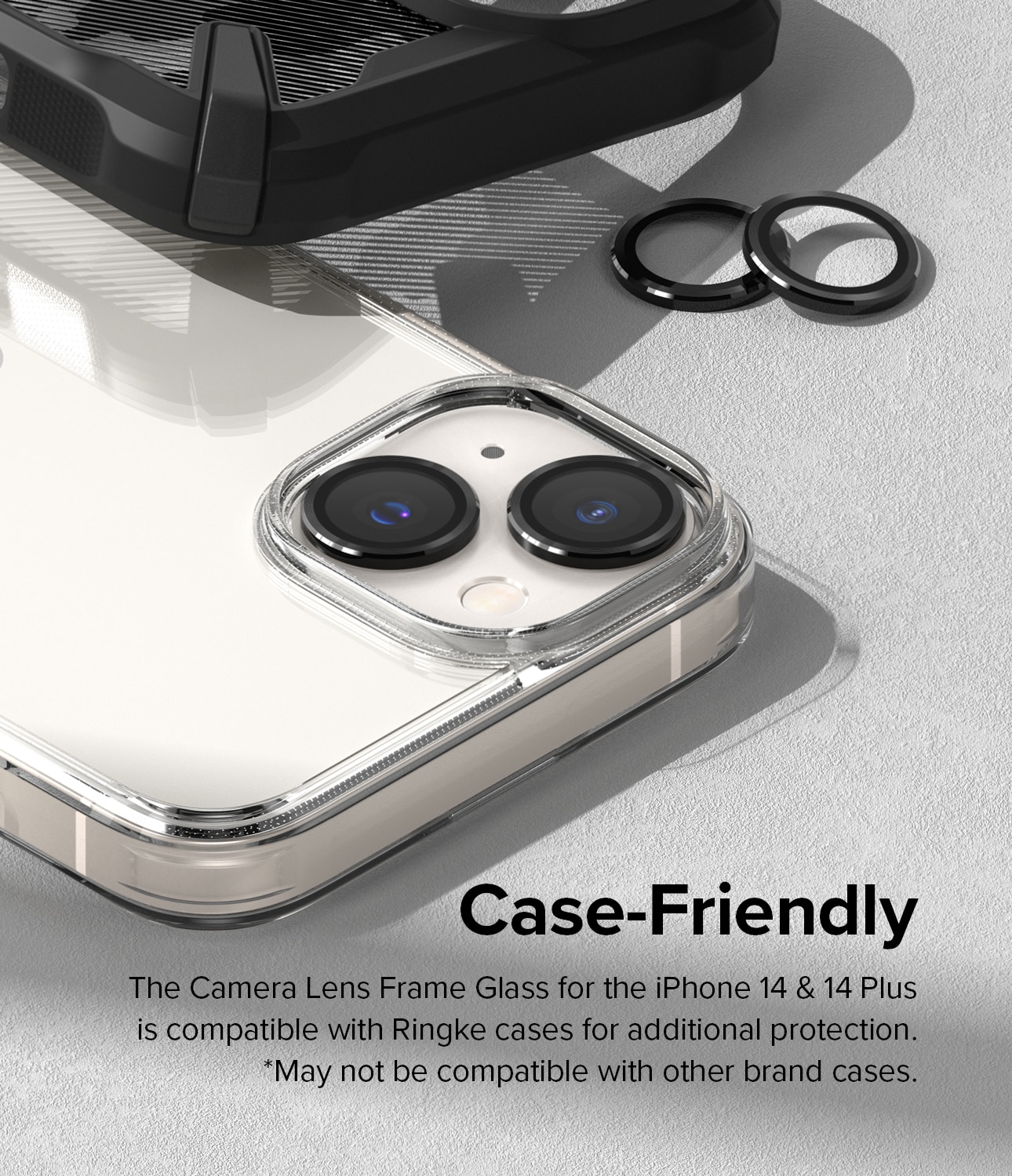 iPhone 14 Linsskydd med aluminiumram, svart