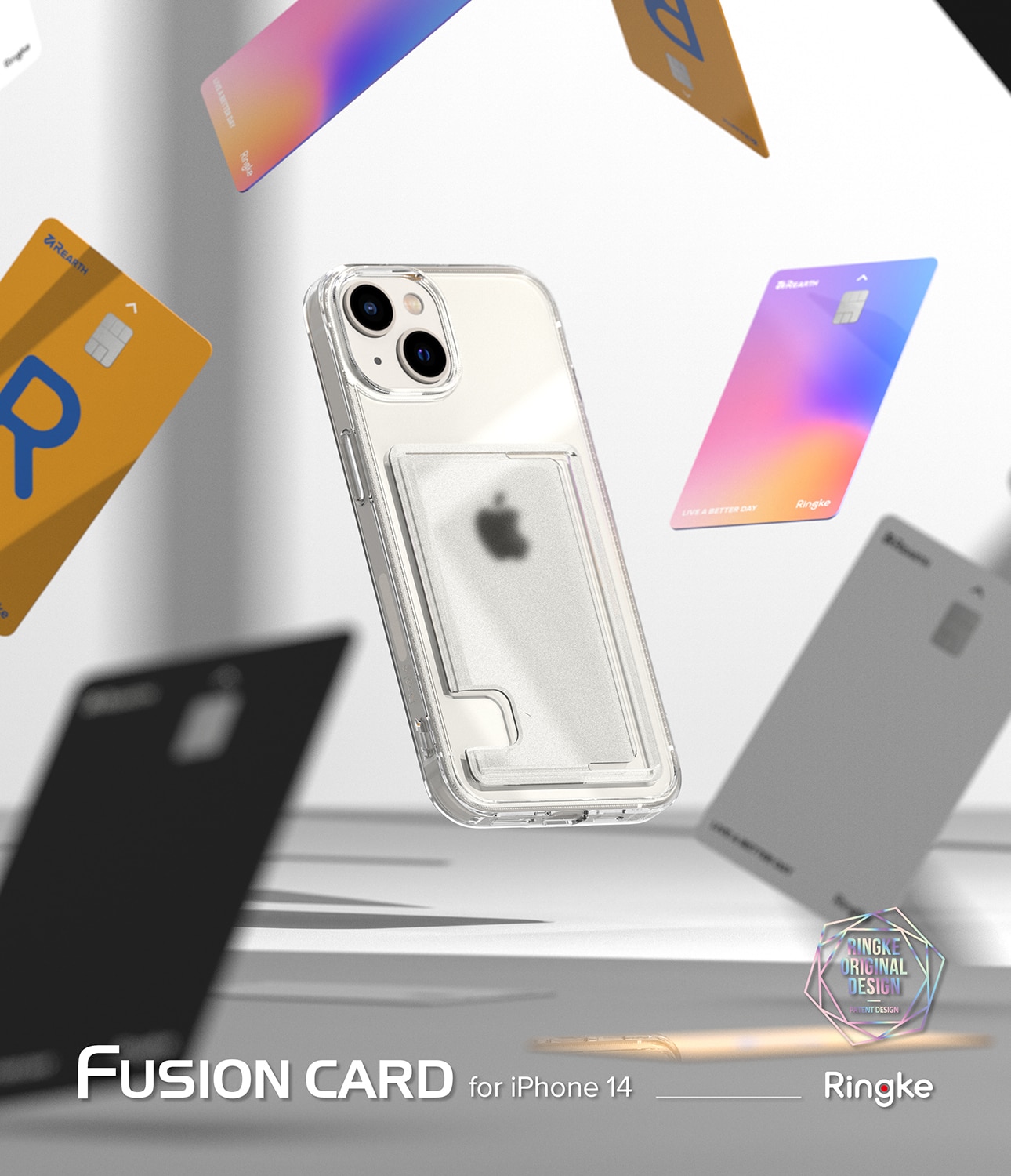 iPhone 14 Fusion Skal med kortfack, genomskinlig