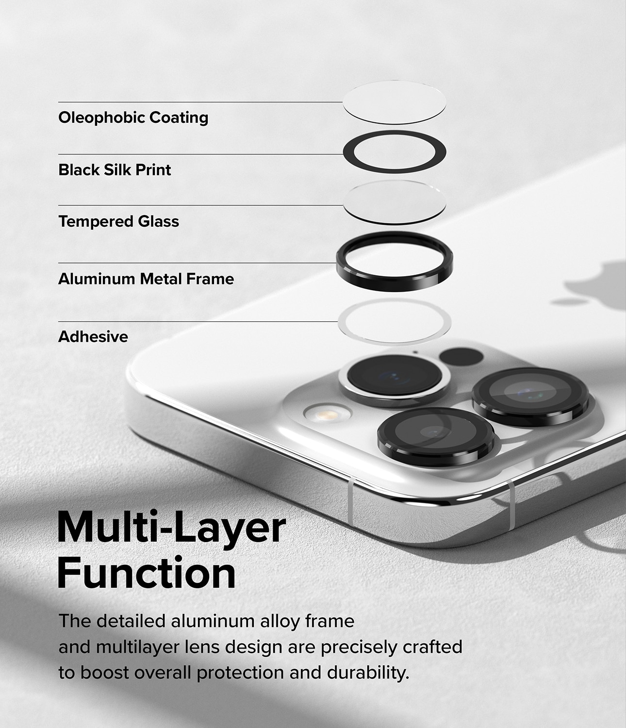 iPhone 15 Pro Max Linsskydd med aluminiumram, svart
