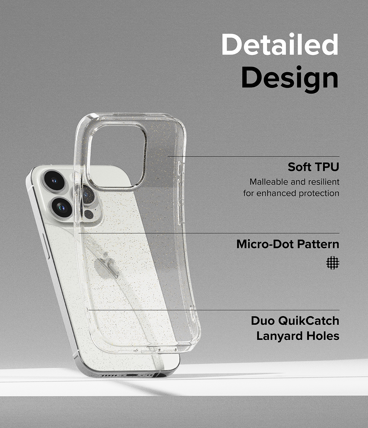 iPhone 15 Pro Air Skal Glitter Clear