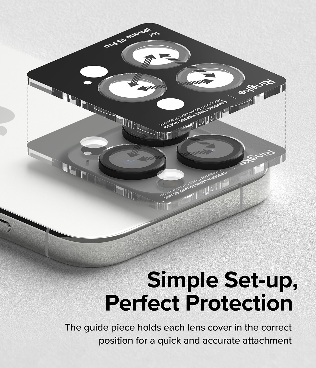 iPhone 15 Pro Linsskydd med aluminiumram, svart