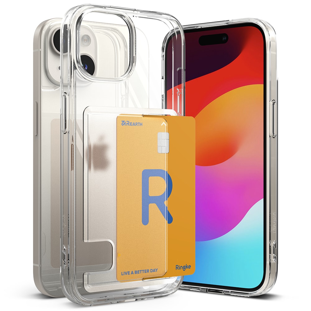 iPhone 15 Fusion Skal med kortfack, Genomskinlig