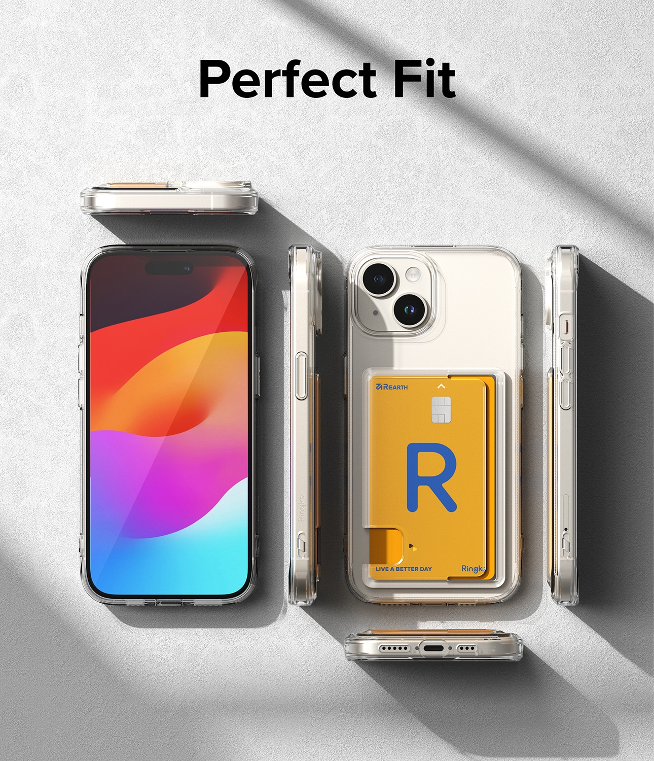 iPhone 15 Fusion Skal med kortfack, Genomskinlig