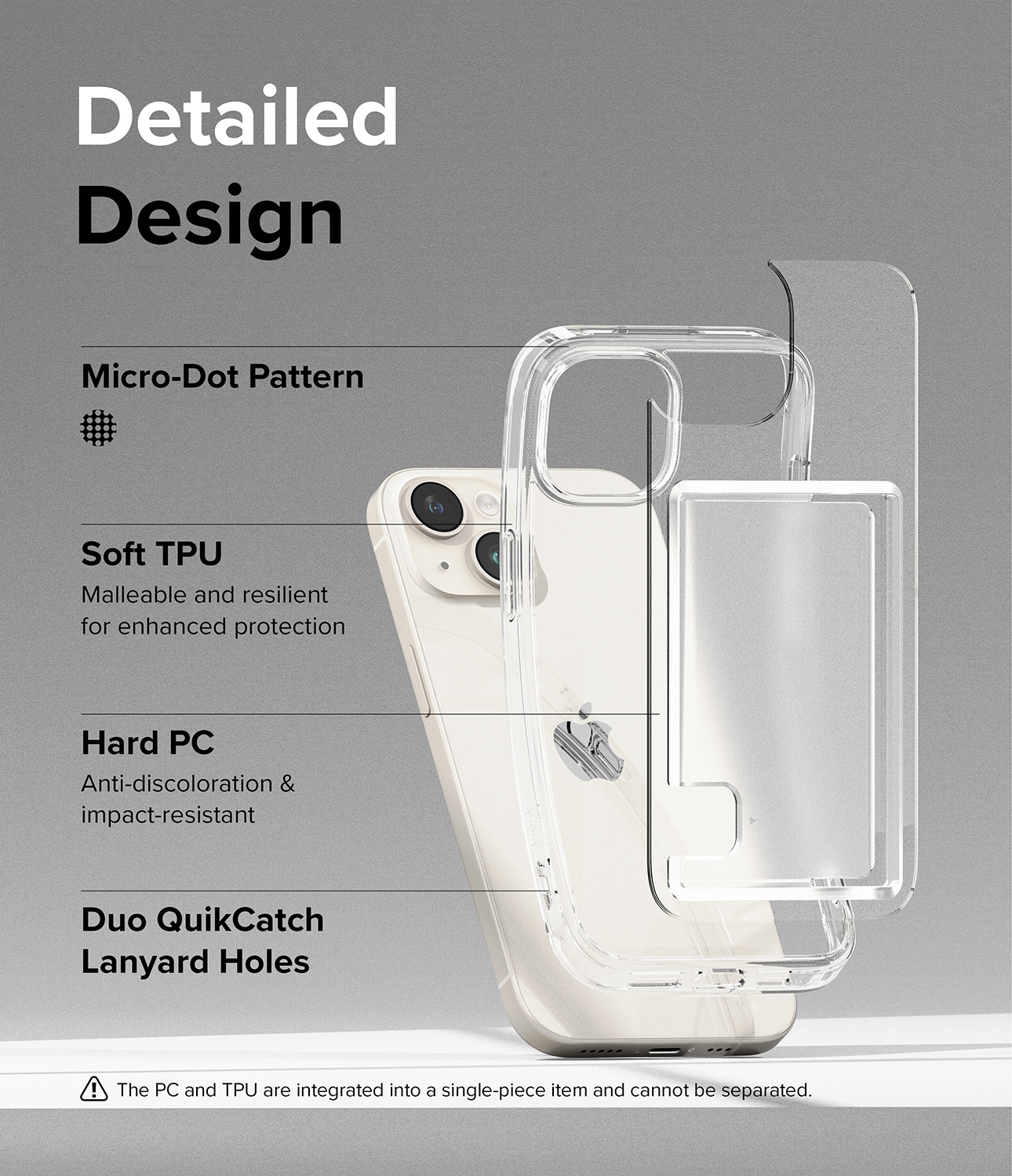 iPhone 15 Fusion Skal med kortfack, Genomskinlig