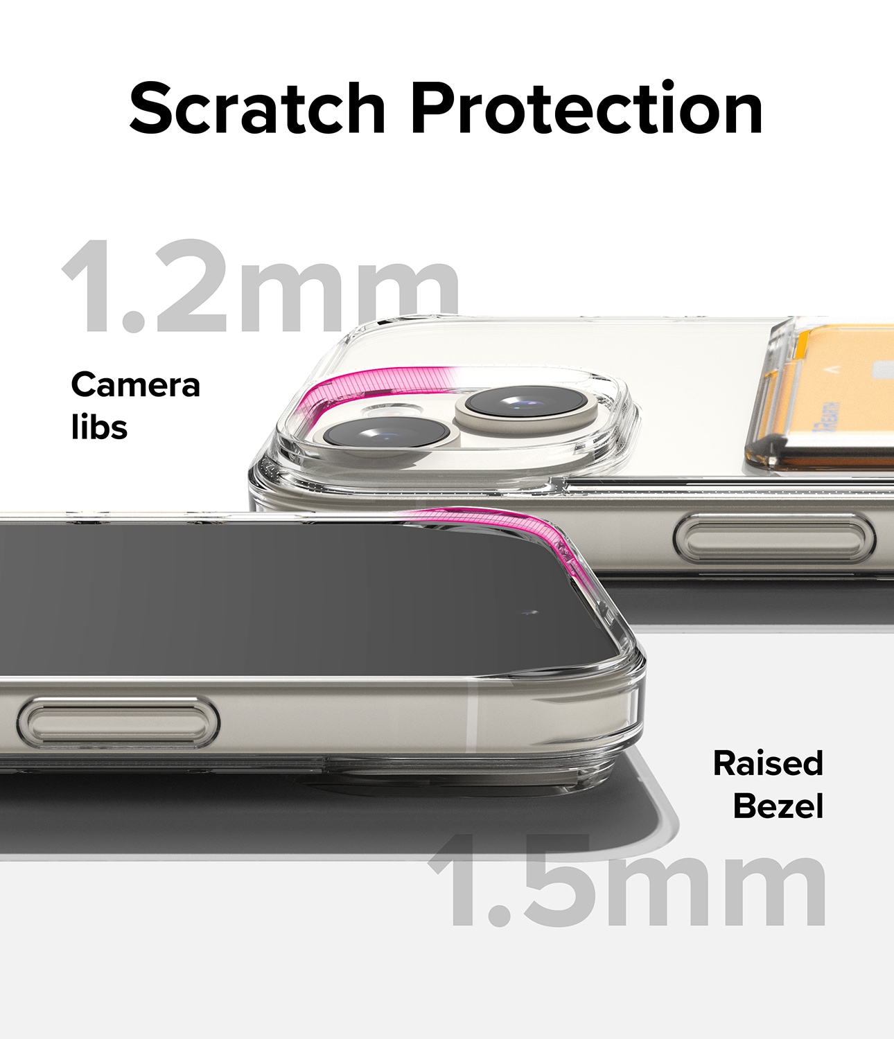iPhone 15 Fusion Skal med kortfack, Genomskinlig