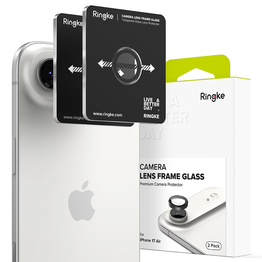 iPhone 17 Air 2-pack Linsskydd med aluminiumram, Svart