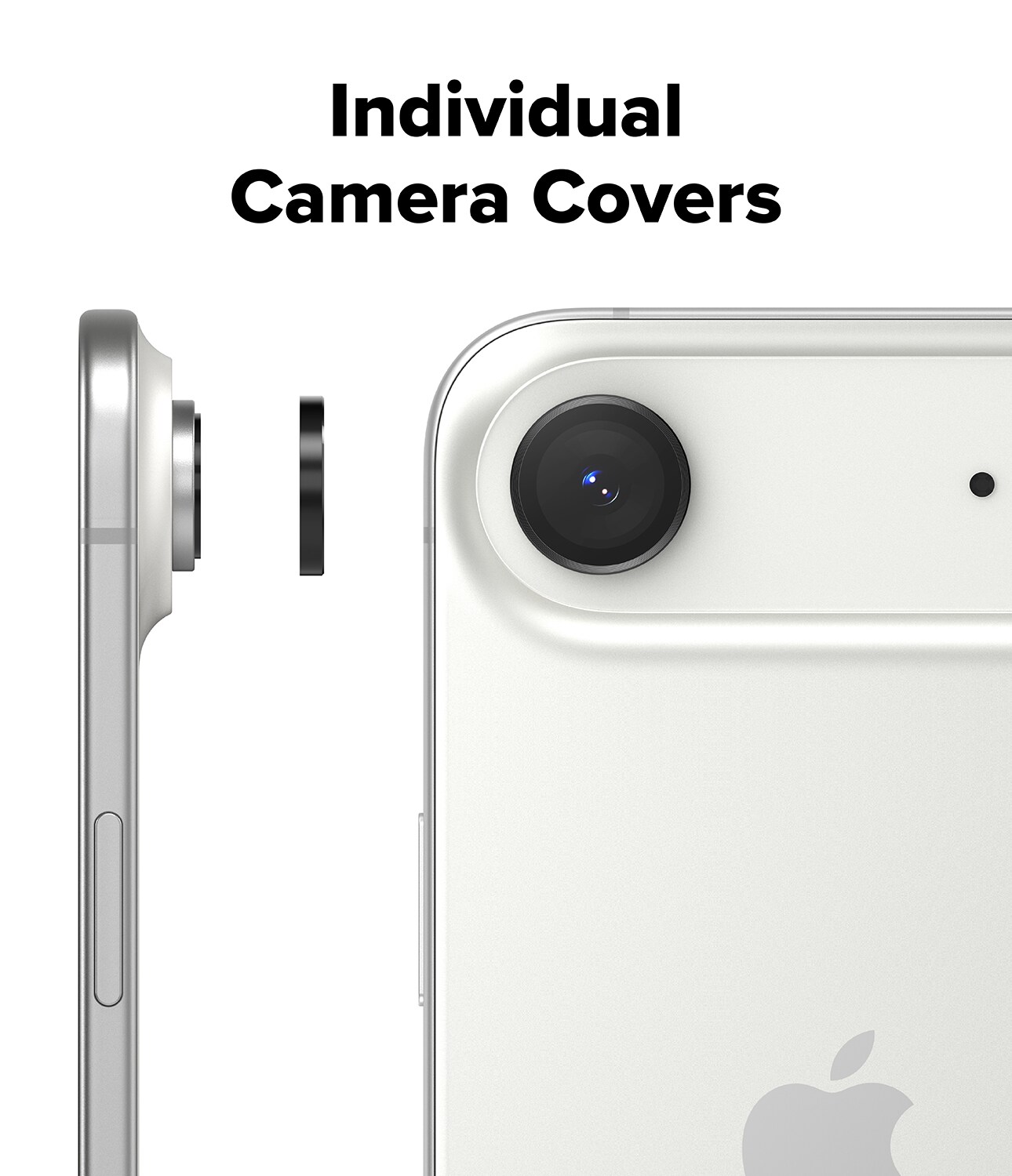iPhone 17 Air 2-pack Linsskydd med aluminiumram, Svart