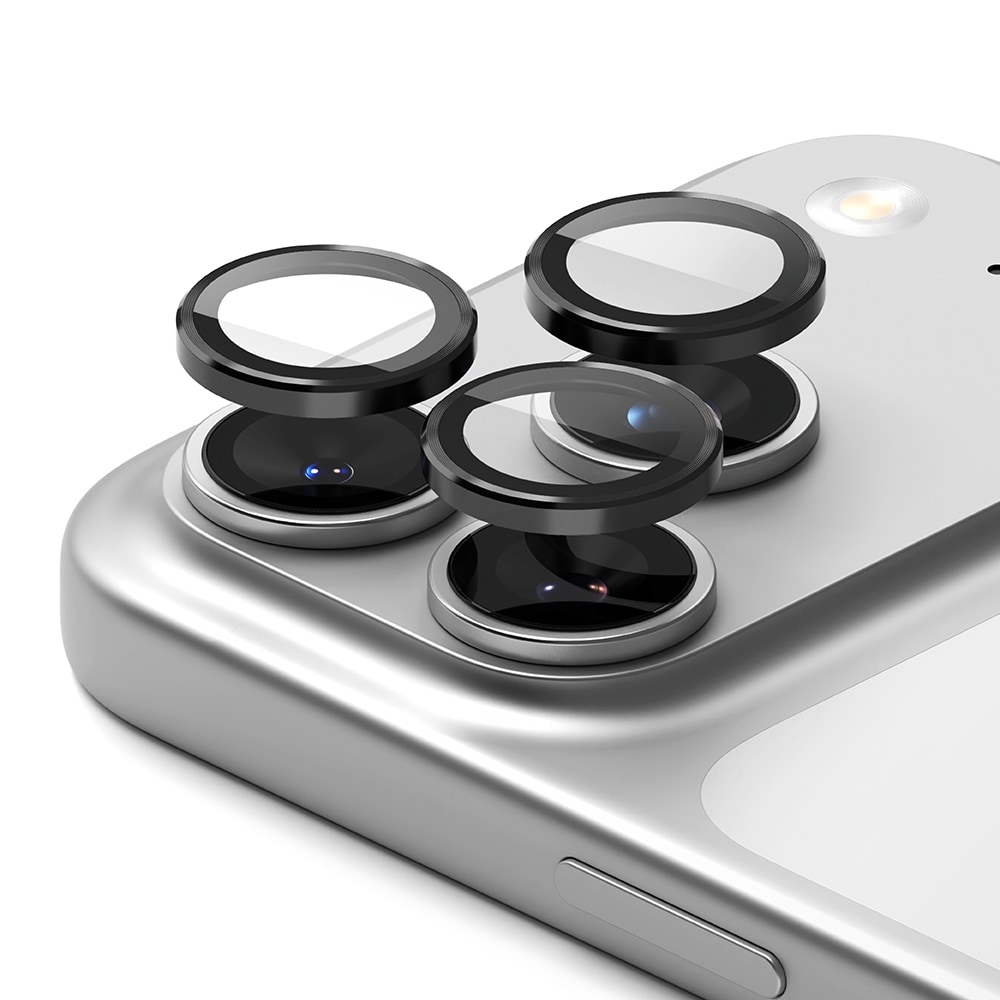 iPhone 17 Pro 2-pack Linsskydd med aluminiumram, Svart