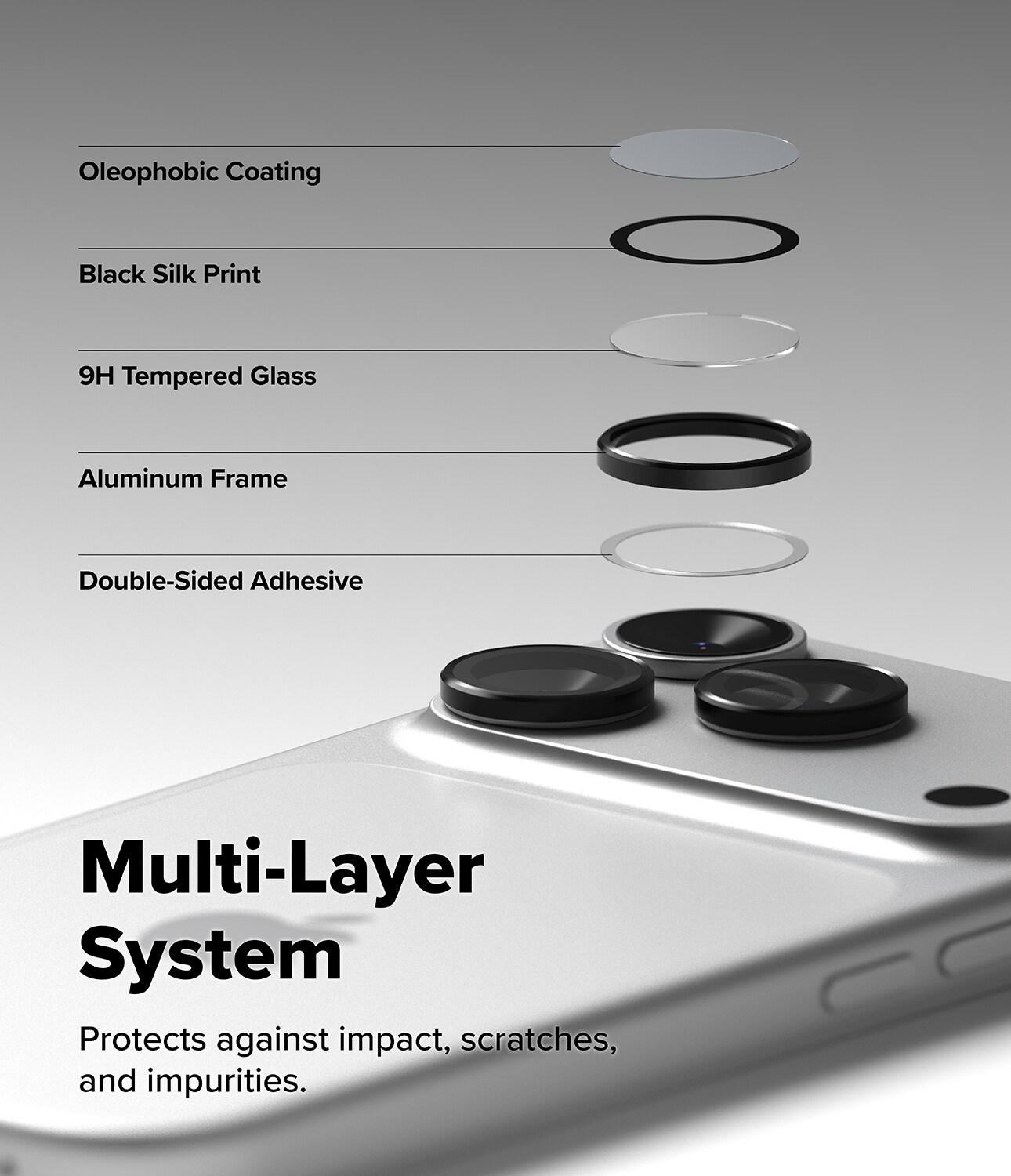 iPhone 17 Pro Max 2-pack Linsskydd med aluminiumram, Svart