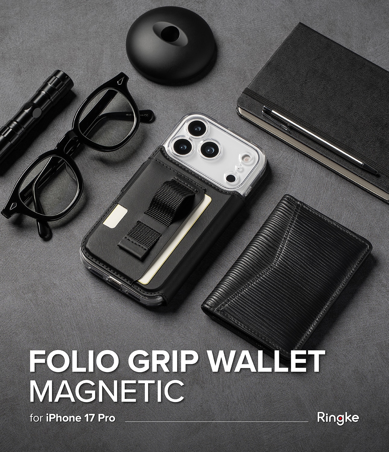 iPhone 17 Pro Folio Grip Wallet Magnetic, svart