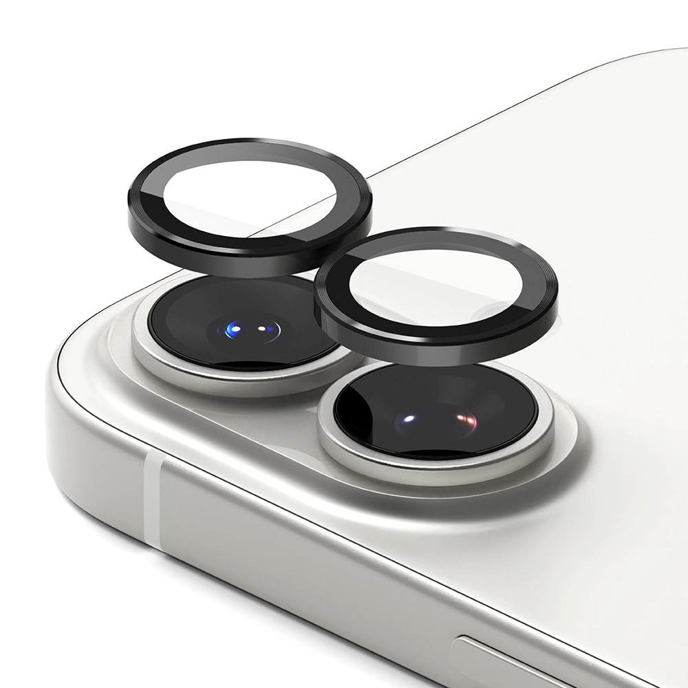 iPhone 17 2-pack Linsskydd med aluminiumram, Svart