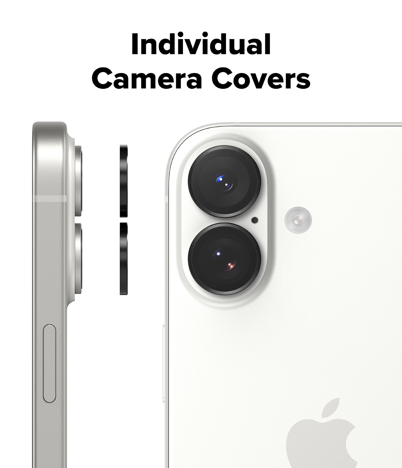 iPhone 17 2-pack Linsskydd med aluminiumram, Svart