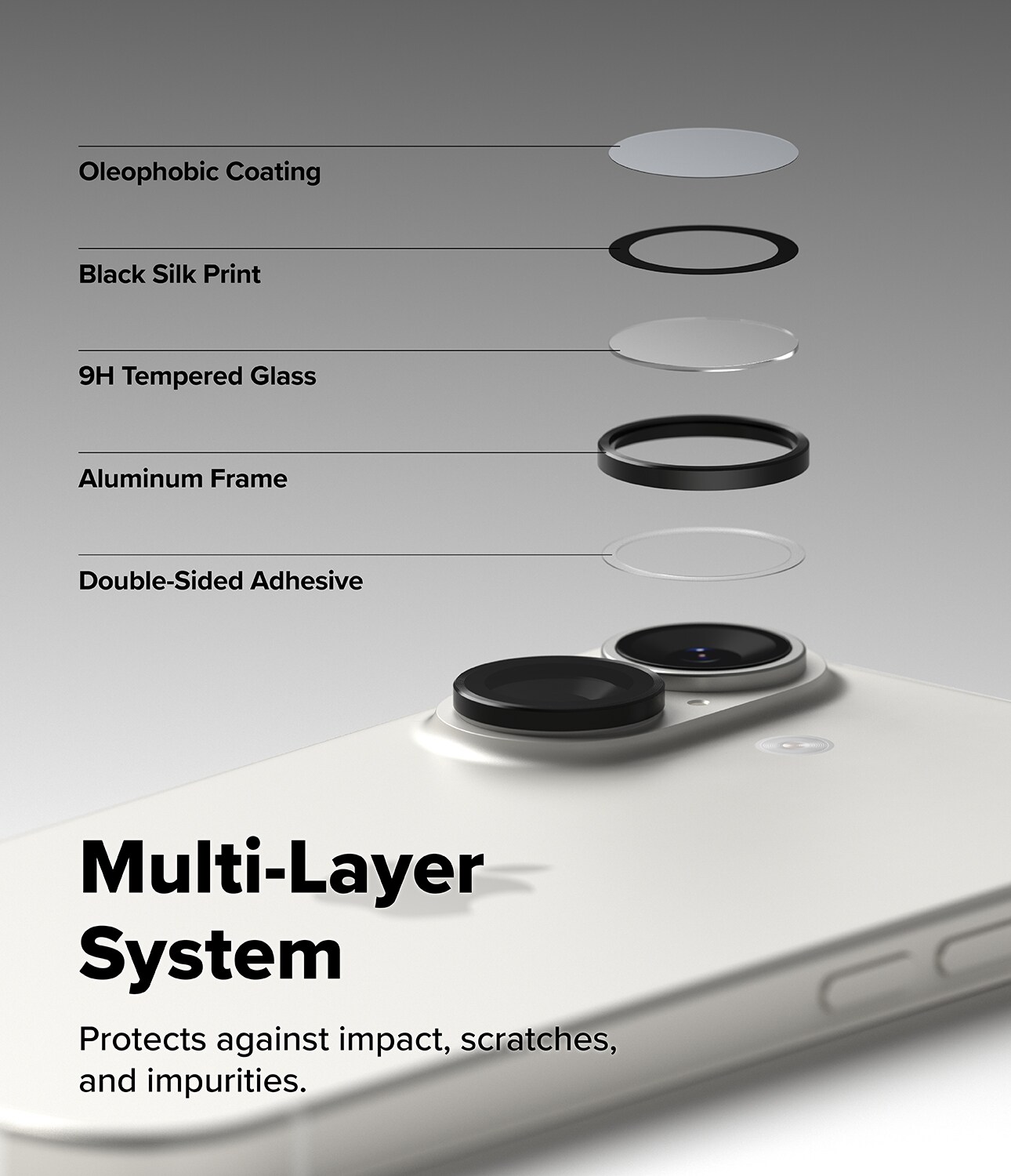 iPhone 17 2-pack Linsskydd med aluminiumram, Svart