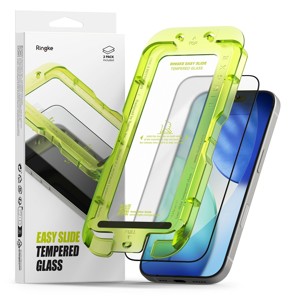 iPhone 17 Skärmskydd i glas med monteringsram (2-pack)