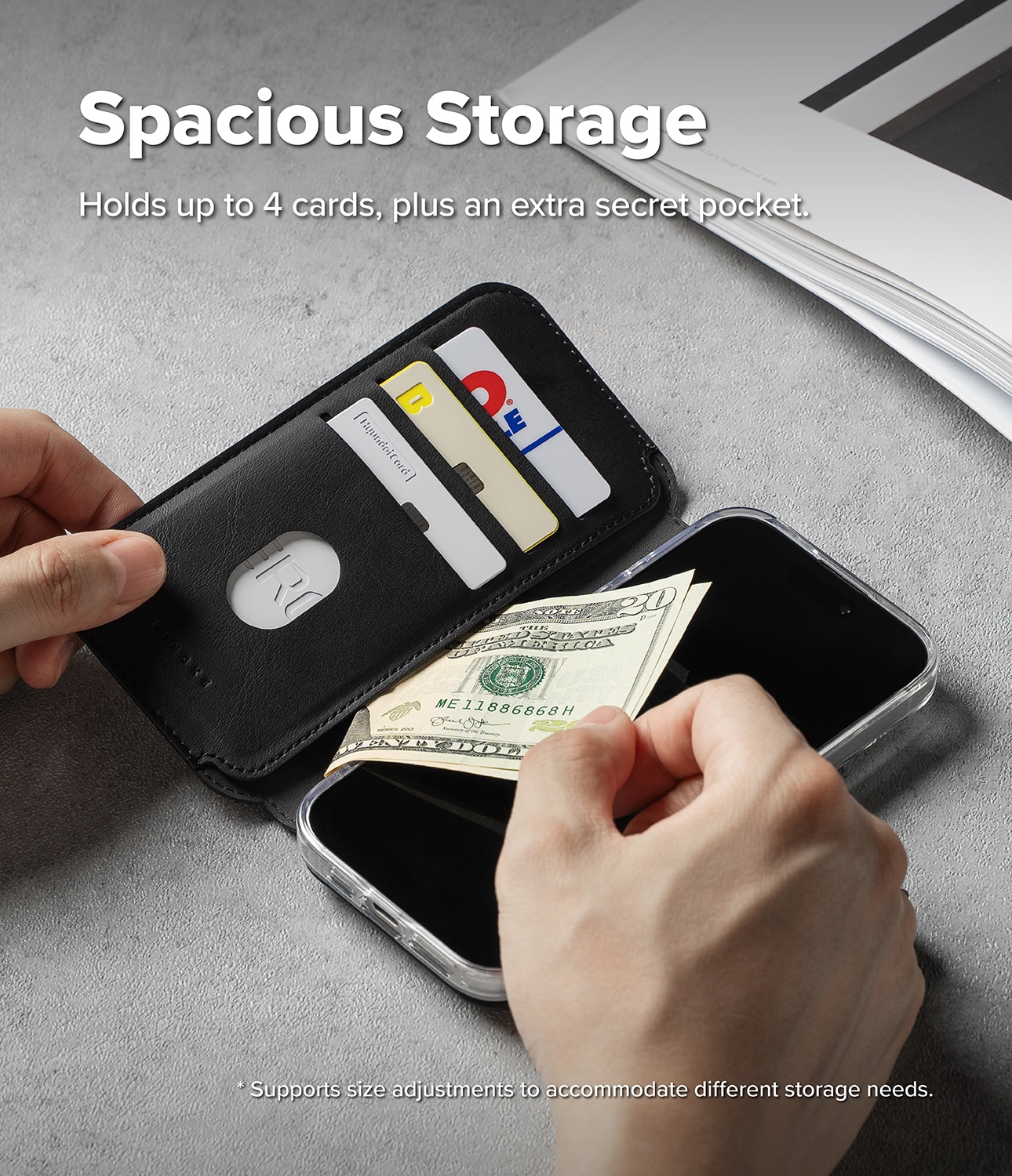 iPhone 17 Folio Grip Wallet Magnetic, svart