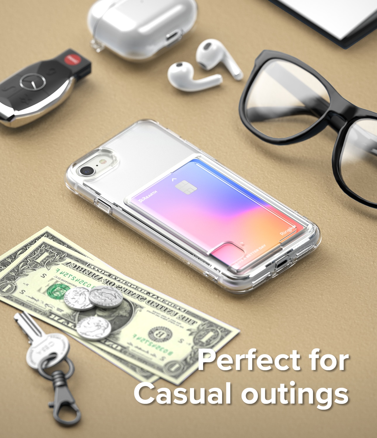 iPhone 8 Fusion Skal med kortfack, genomskinlig