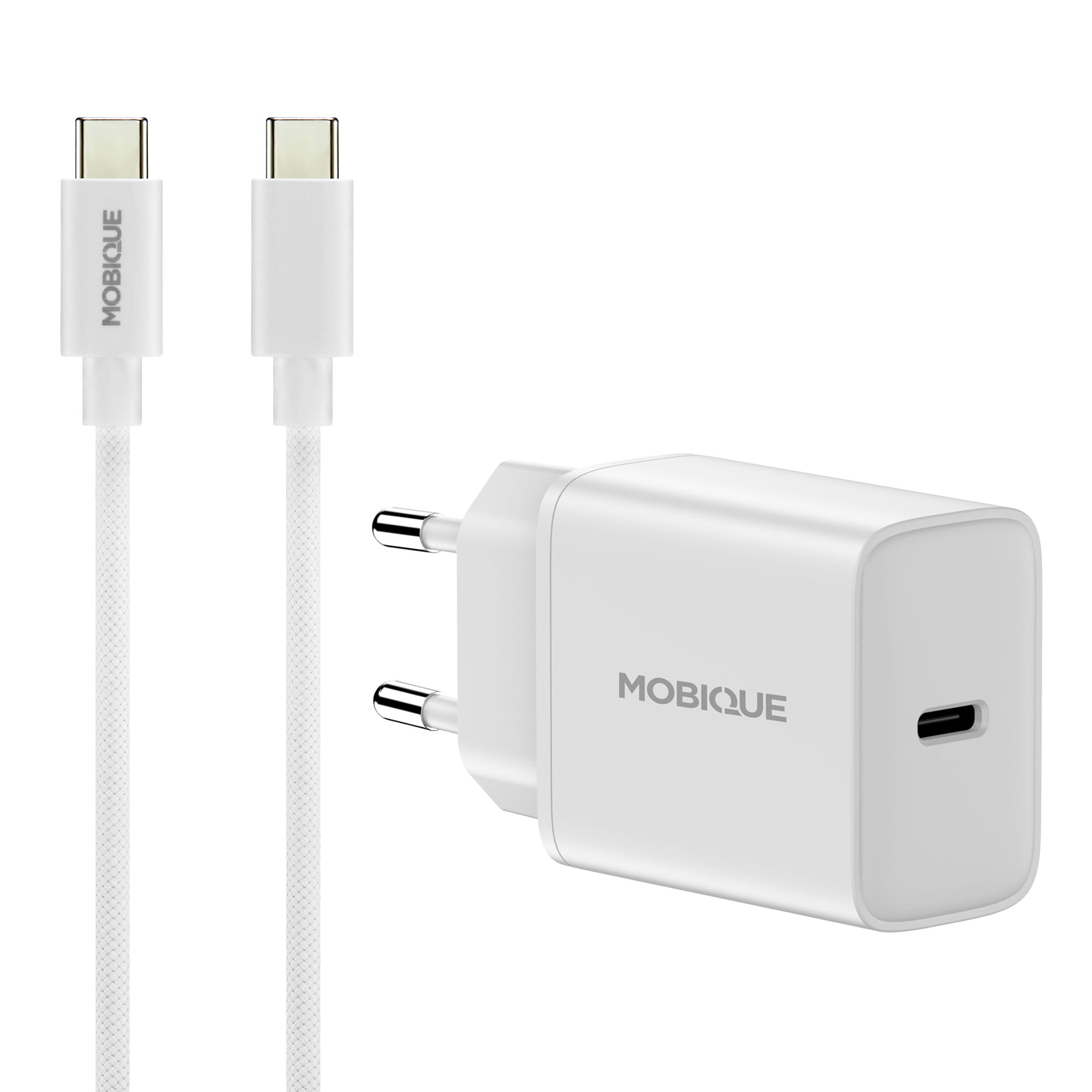 Laddare iPhone 17 Pro - USB-C 2m kabel & väggladdare, Vit