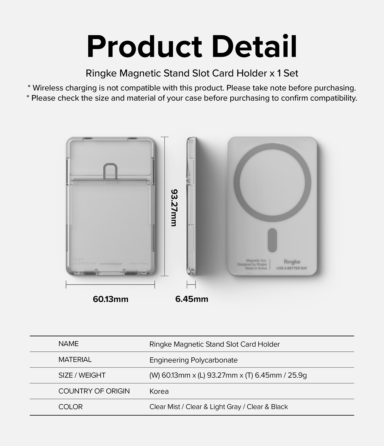 MagSafe Magnetic Stand Card Slot Korthållare, Clear Mist