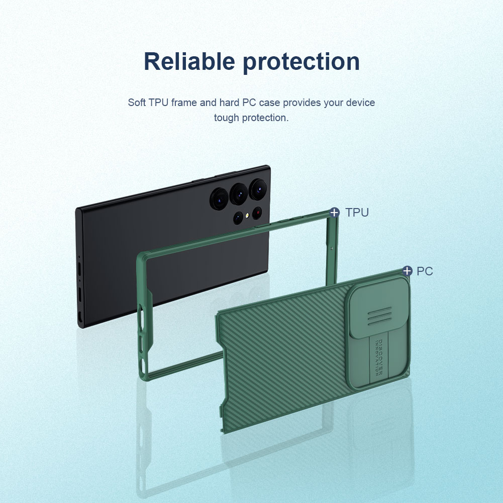 Samsung Galaxy S23 Ultra Skal med kameraskydd - CamShield, Grön