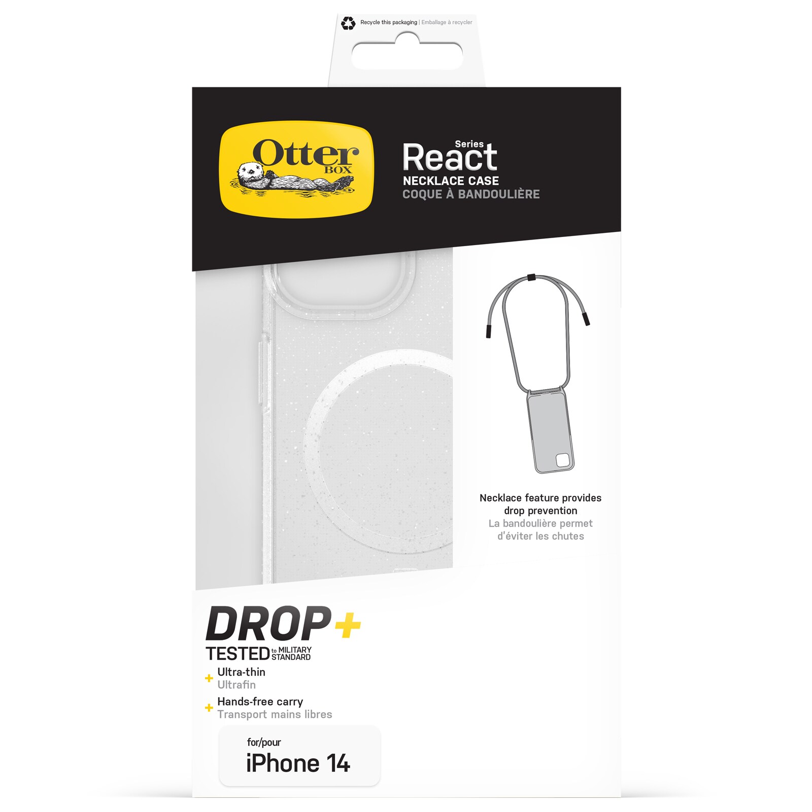 iPhone 14 MagSafe-skal med halsband React Necklace, glitter