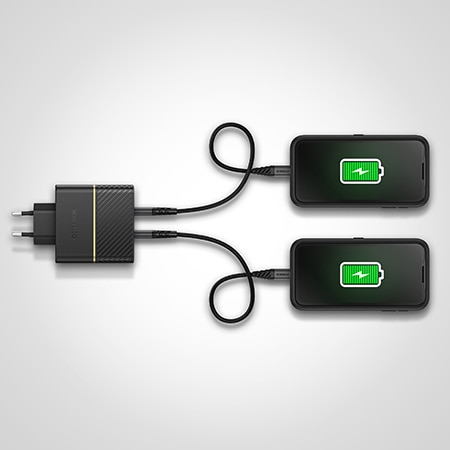 Väggladdare Premium USB-C + USB-A PD 30W, Black Shimmer