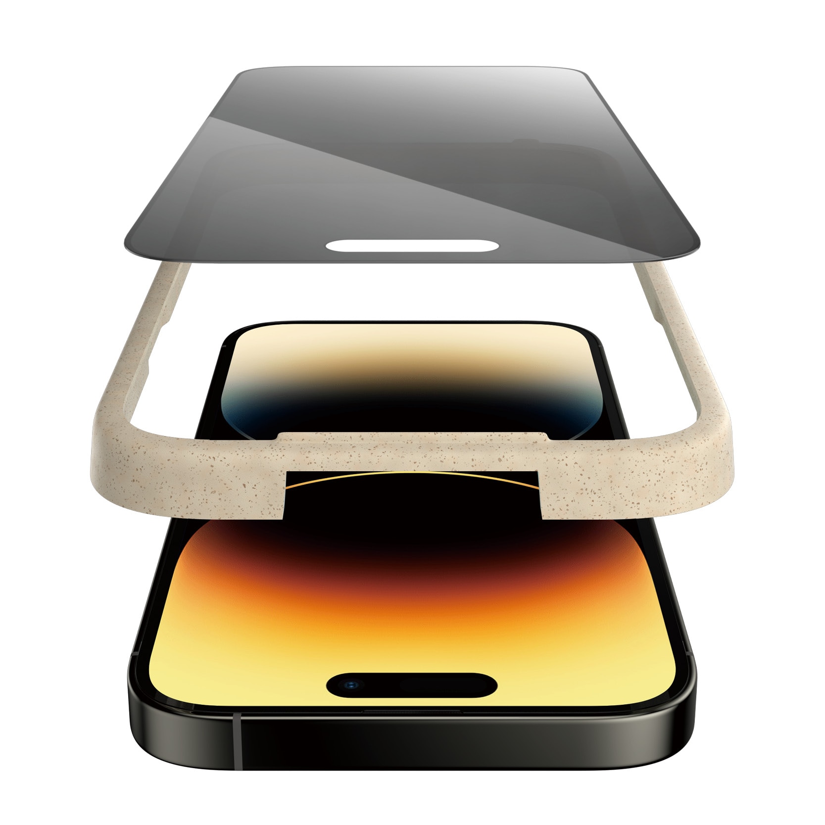 iPhone 14 Pro Privacy skärmskydd med installationsram - Ultra Wide Fit