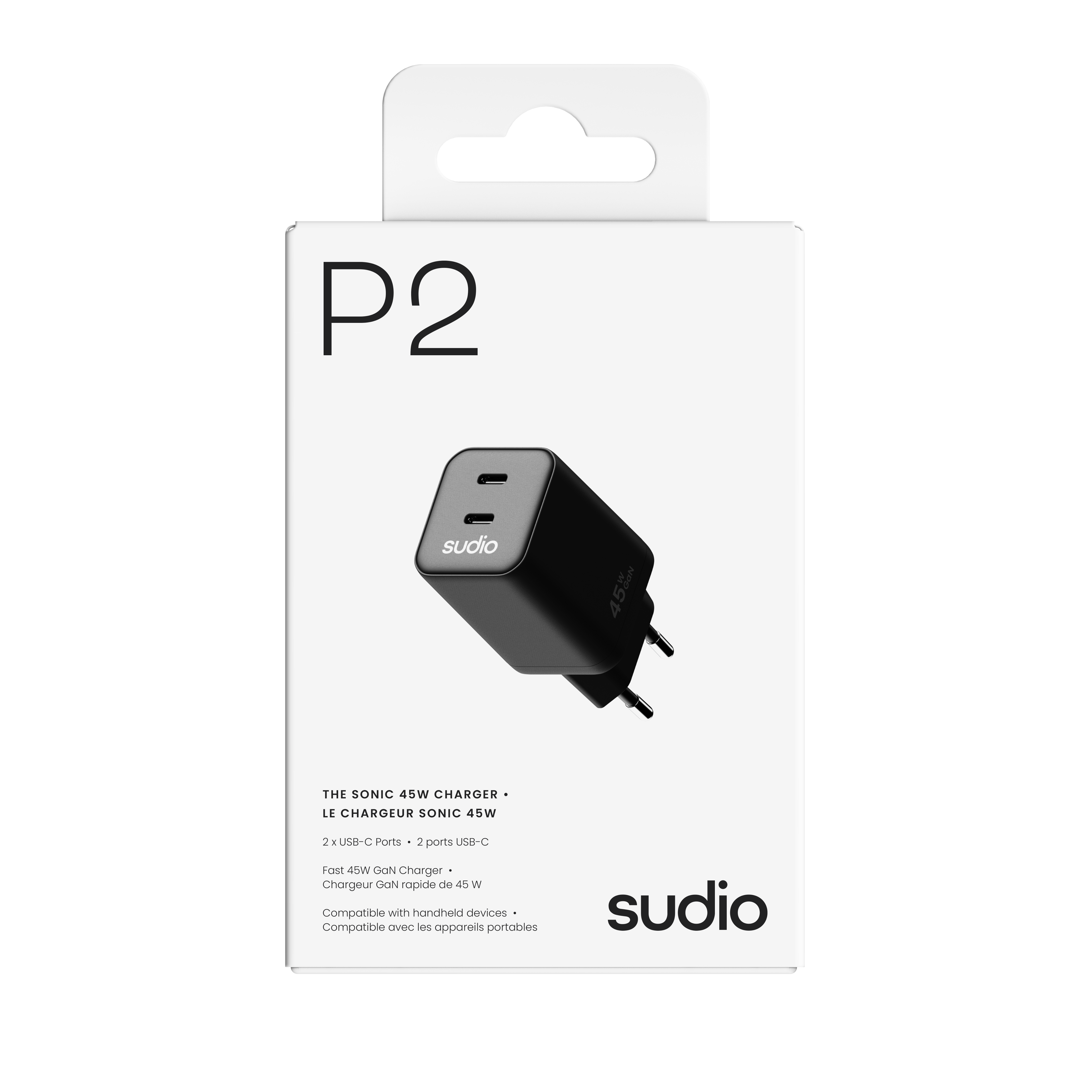 P2 2 x USB-C Väggladdare 45W, Svart