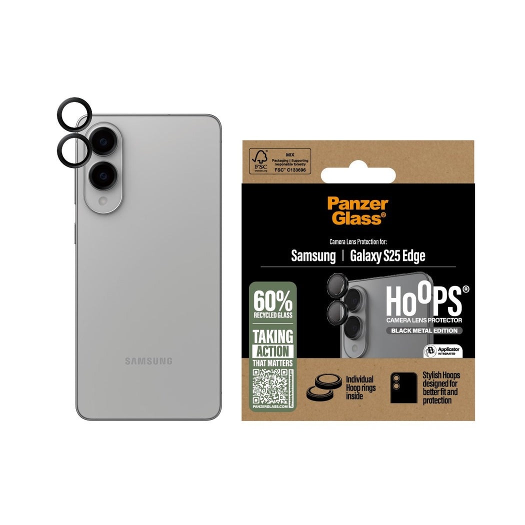 Samsung Galaxy S25 Edge Hoops linsskydd med aluminiumram, Svart