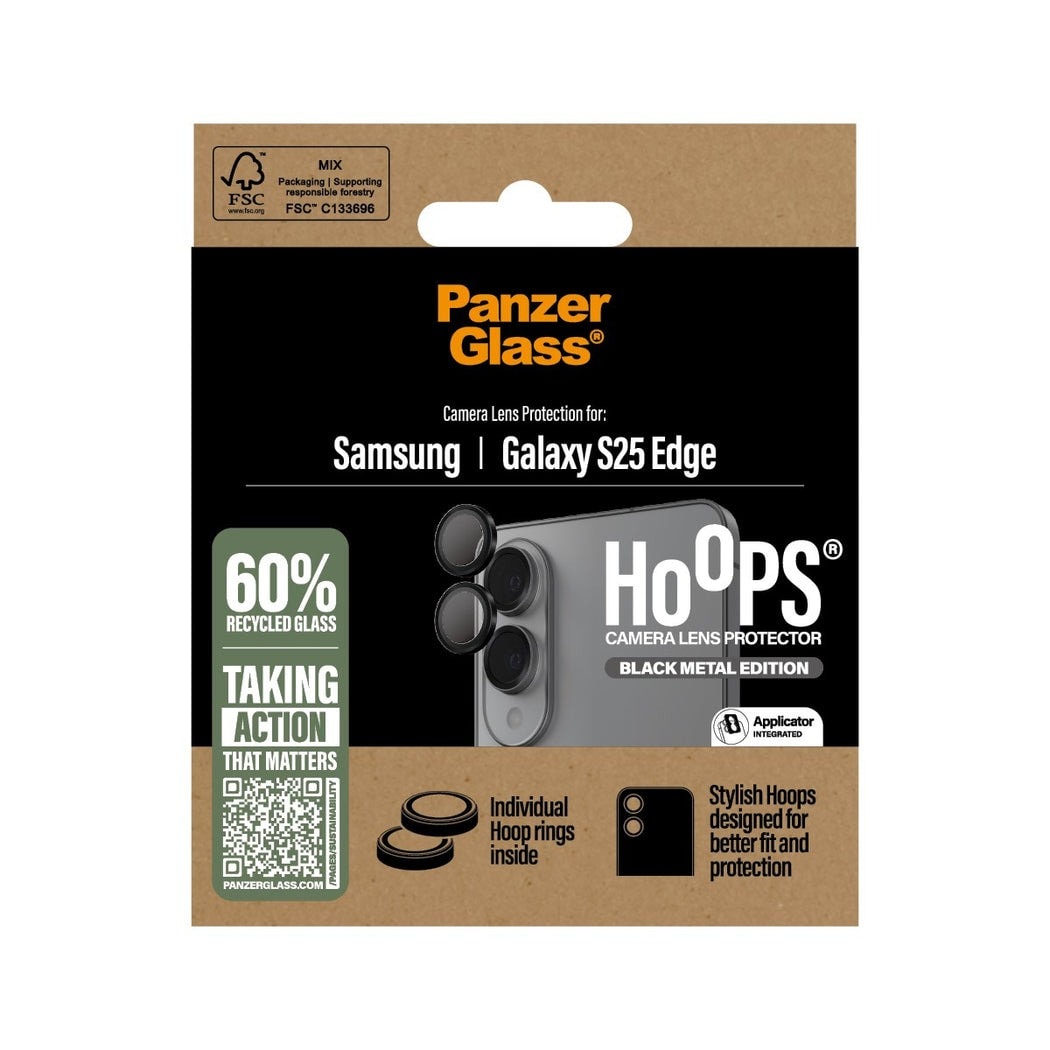 Samsung Galaxy S25 Edge Hoops linsskydd med aluminiumram, Svart