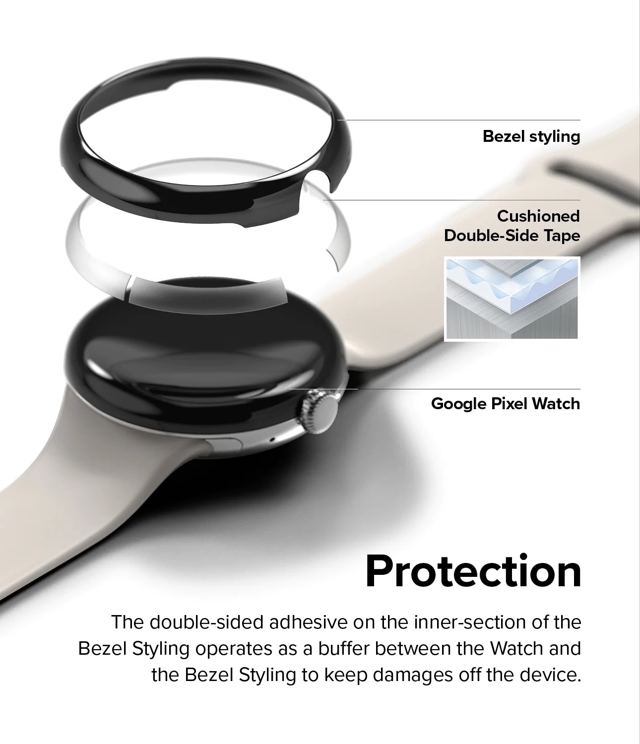 Google Pixel Watch 2 Skyddsram - Bezel Styling Svart