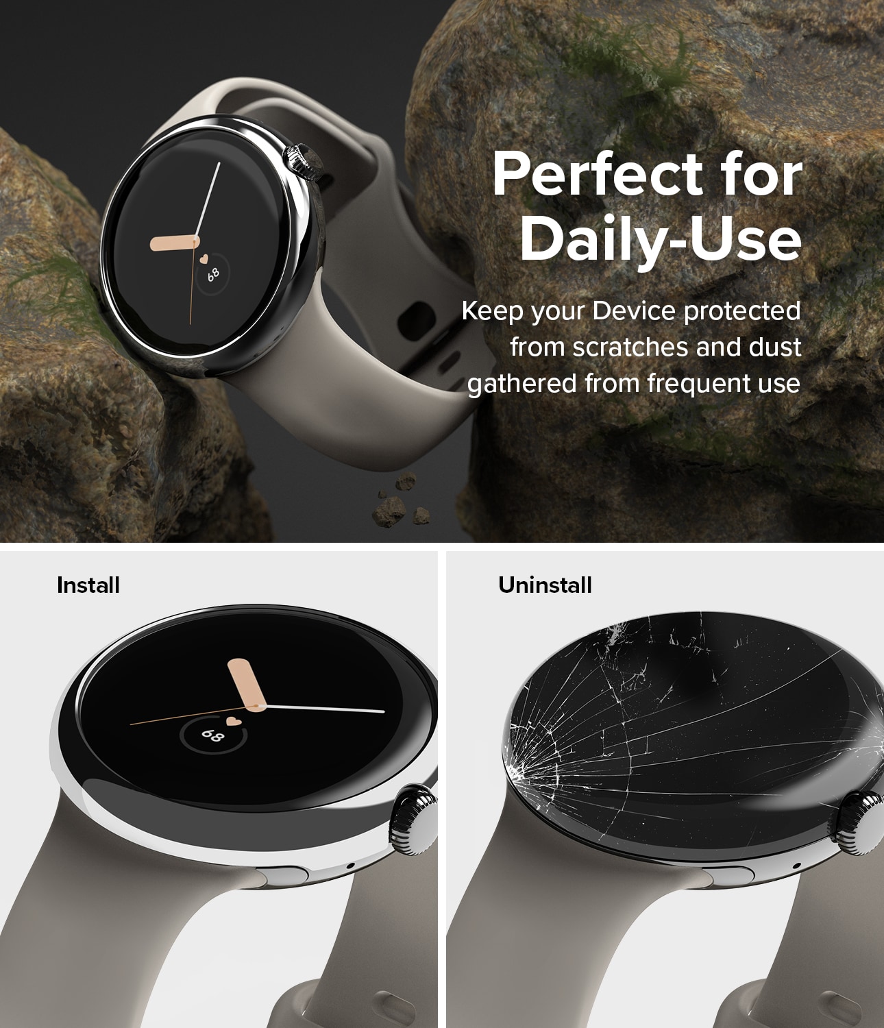 Google Pixel Watch 2 Skyddsram - Bezel Styling Silver