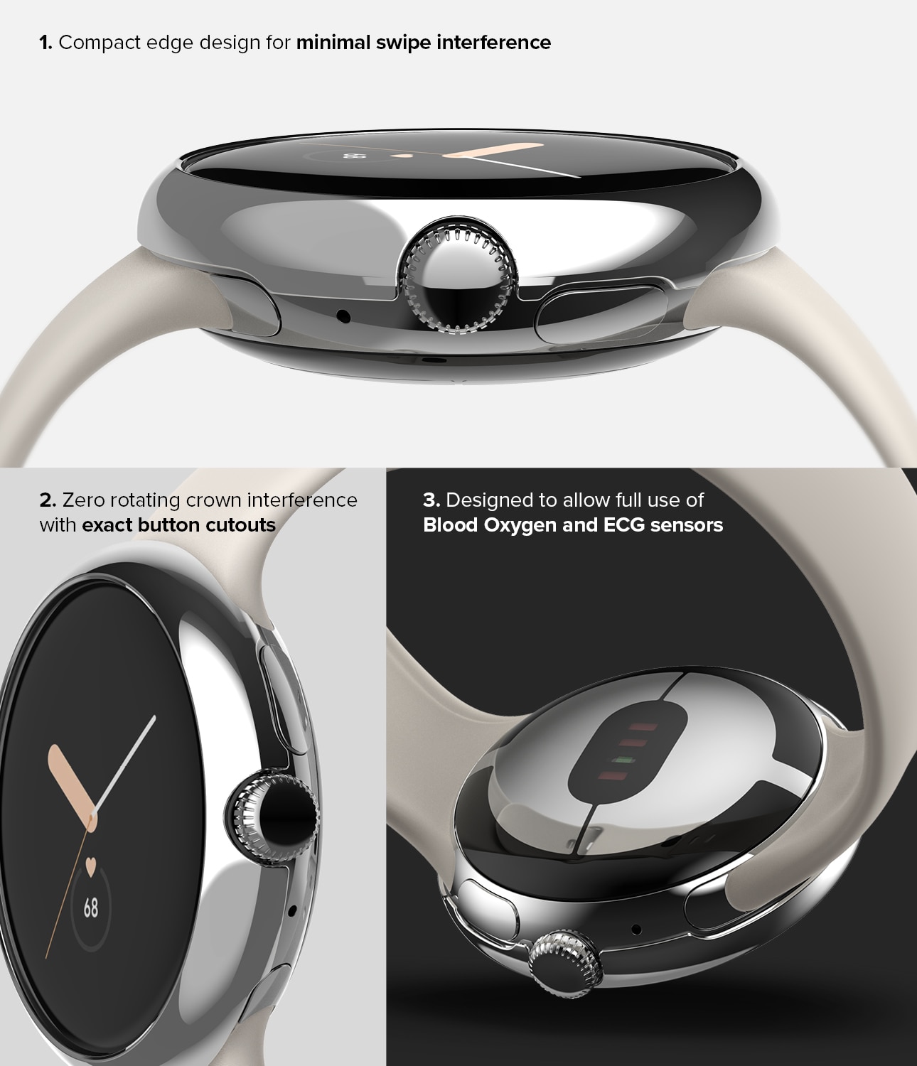 Google Pixel Watch 2 Skyddsram - Bezel Styling Silver