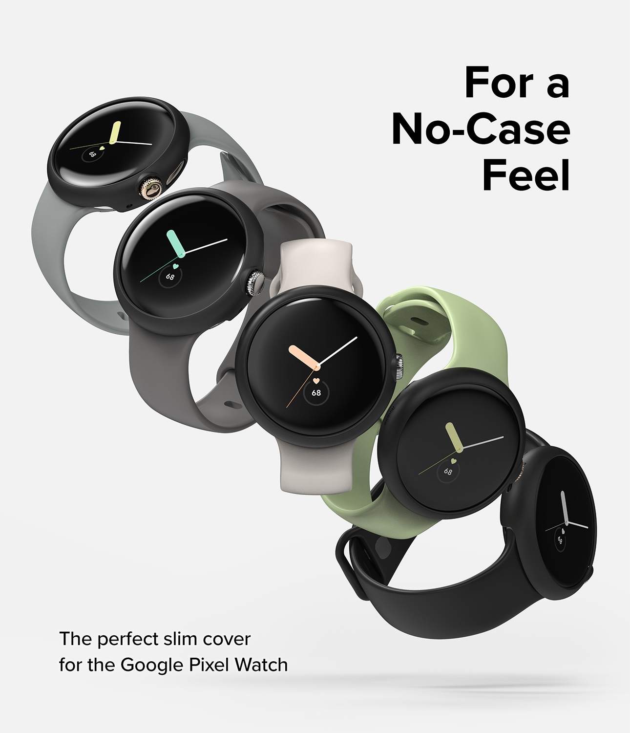 Google Pixel Watch Tunt skal (2-pack), Matte Black & Clear