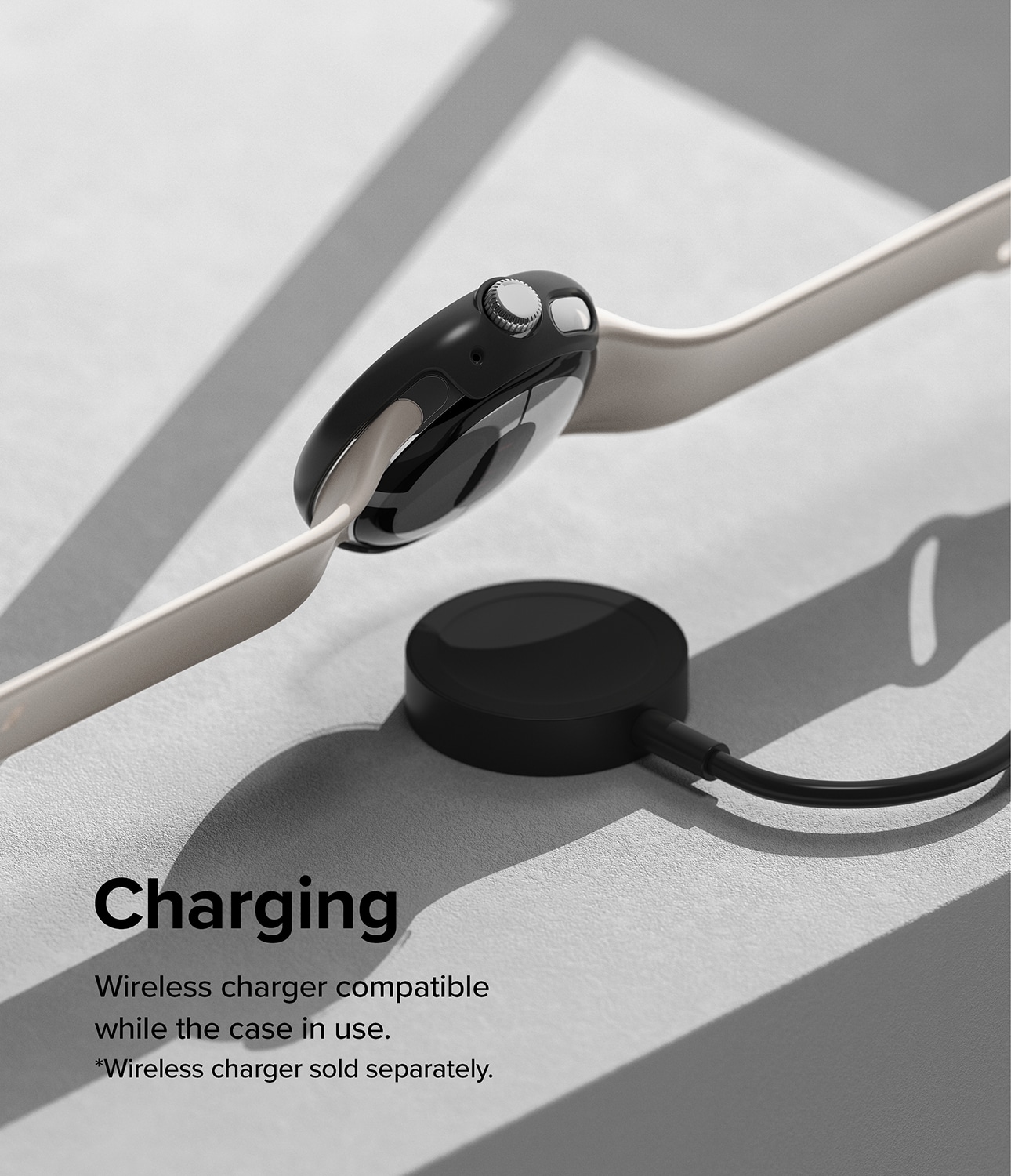 Google Pixel Watch Tunt skal (2-pack), Matte Black & Clear