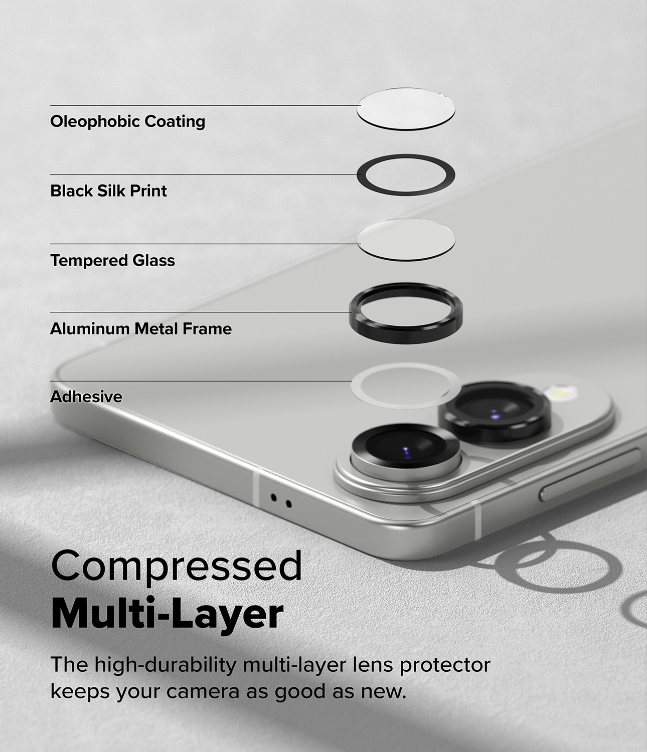 Samsung Galaxy S25 Edge 2-pack Linsskydd med aluminiumram, Svart