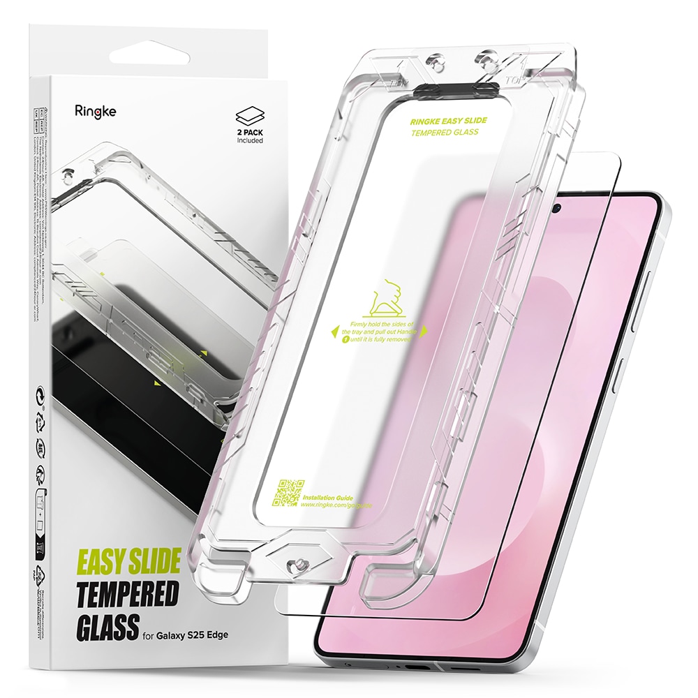Samsung Galaxy S25 Edge Skärmskydd i glas med monteringsram (2-pack)
