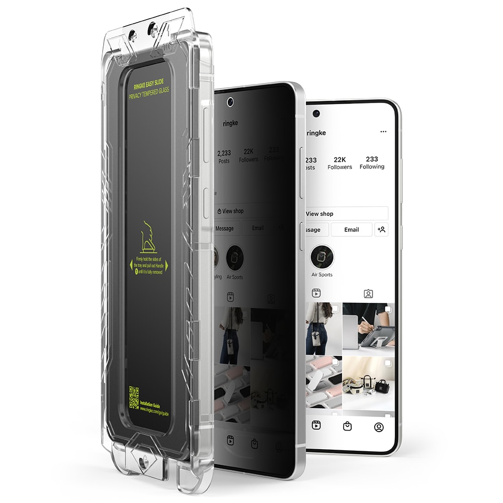 Samsung Galaxy S25 Edge Anti-spy Skärmskydd i glas med monteringsram (2-pack)