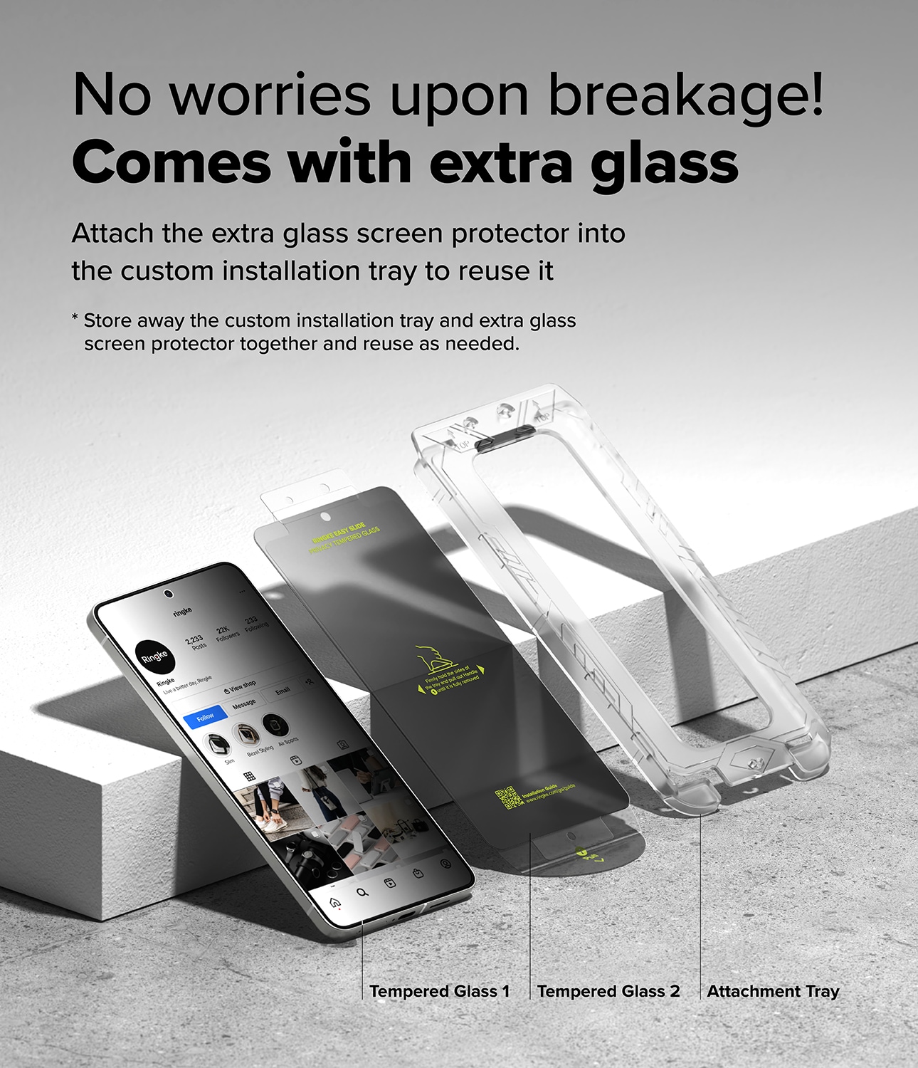 Samsung Galaxy S25 Edge Anti-spy Skärmskydd i glas med monteringsram (2-pack)