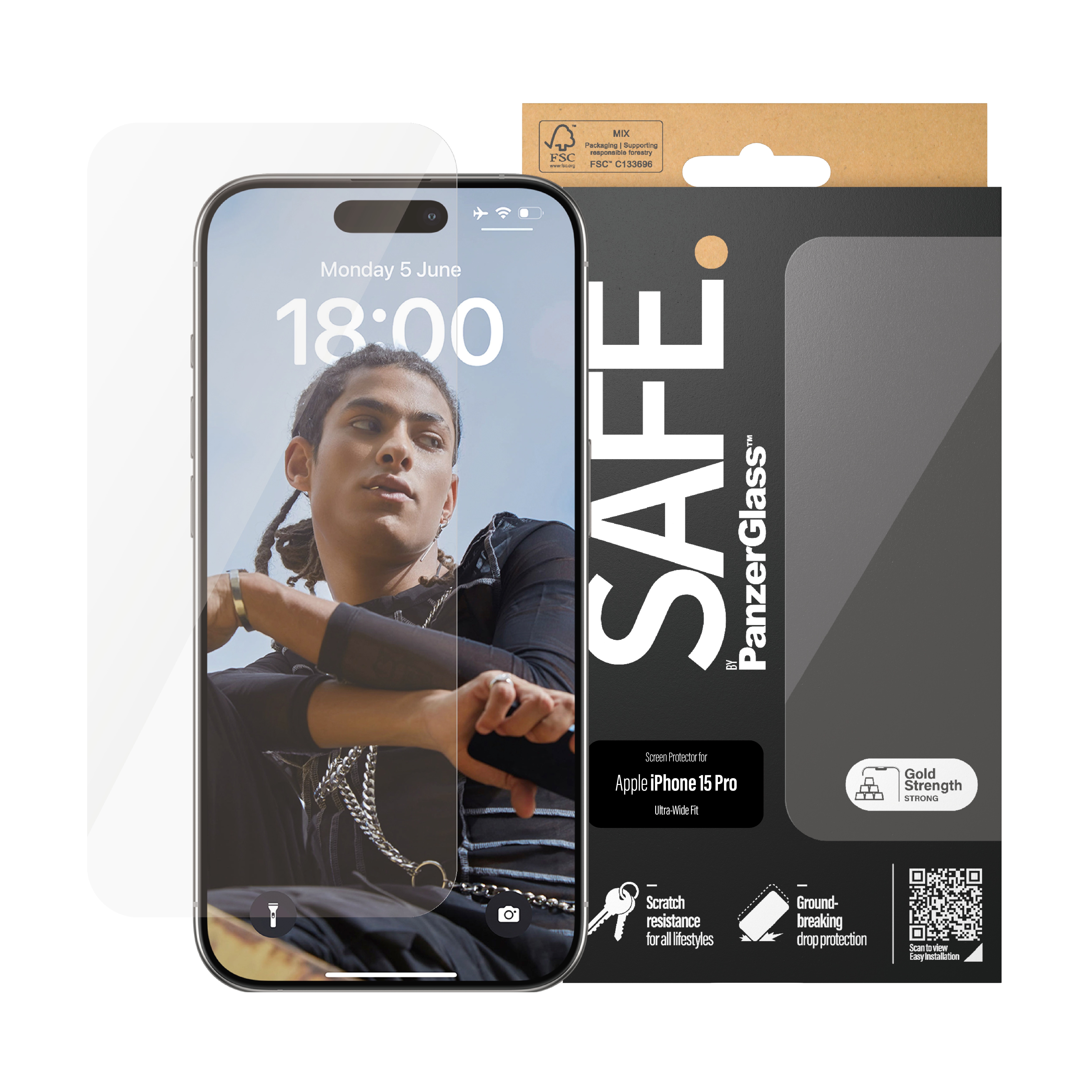 iPhone 15 Pro Skärmskydd i glas - Ultra Wide Fit