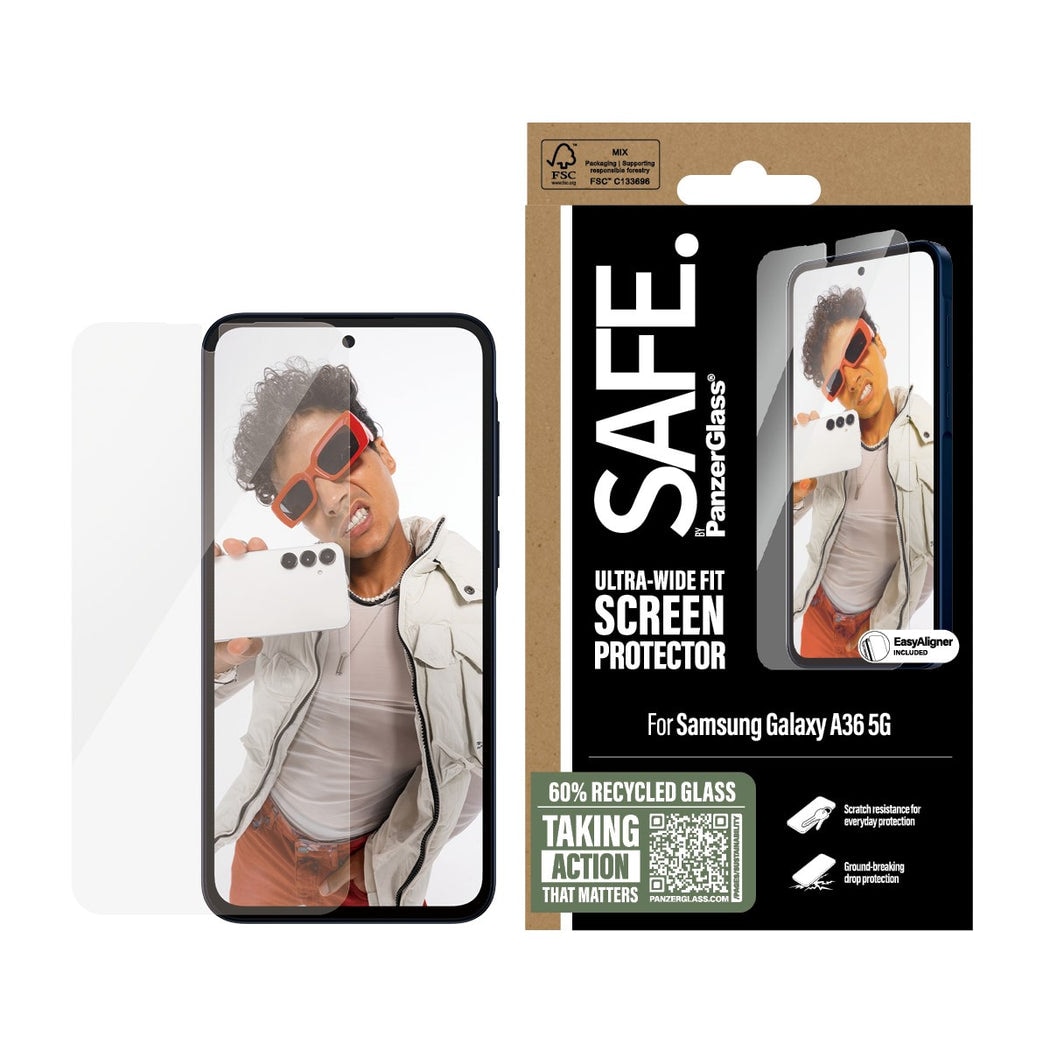 Samsung Galaxy A36 Skärmskydd i glas med installationsram - Ultra Wide Fit