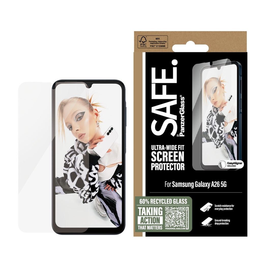 Samsung Galaxy A26 Skärmskydd i glas med installationsram - Ultra Wide Fit