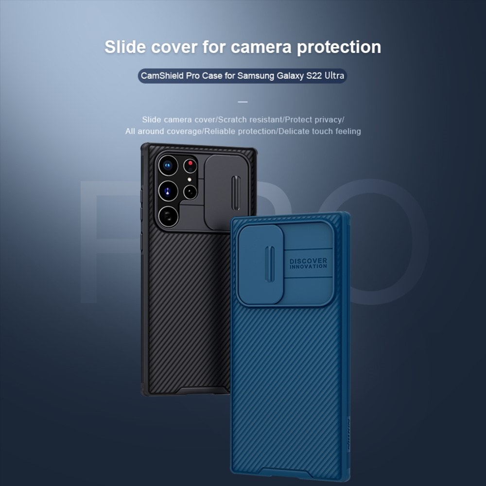 Samsung Galaxy S22 Ultra Skal med kameraskydd - CamShield, Blå