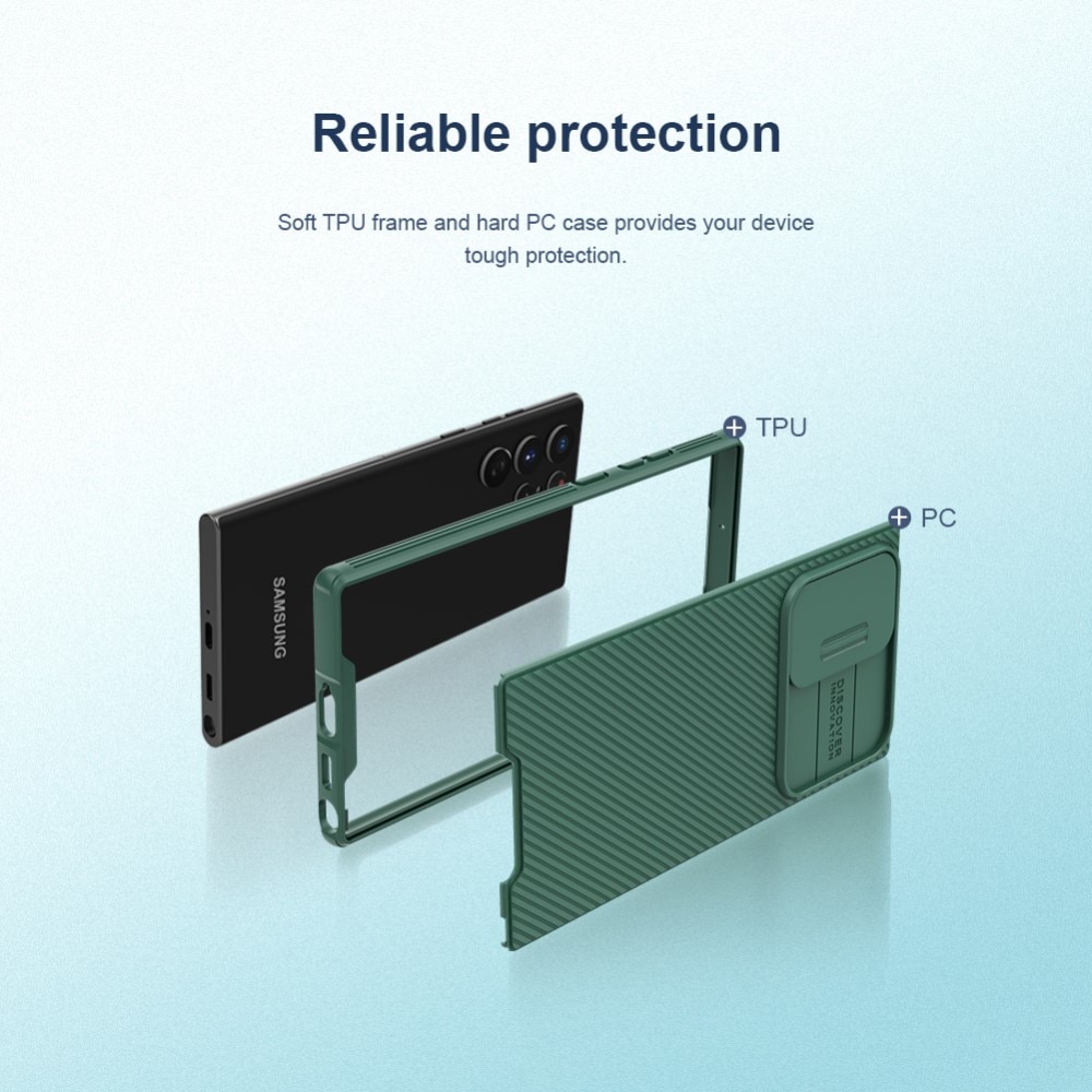 Samsung Galaxy S22 Ultra Skal med kameraskydd - CamShield, grön